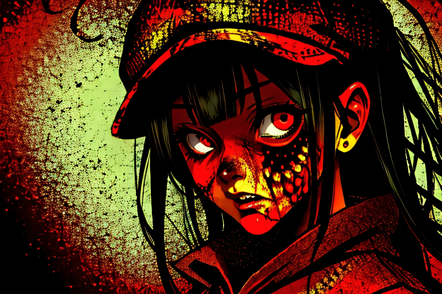 (best quality),  detailed background,guro girl, horror, monster, bionic, zombie