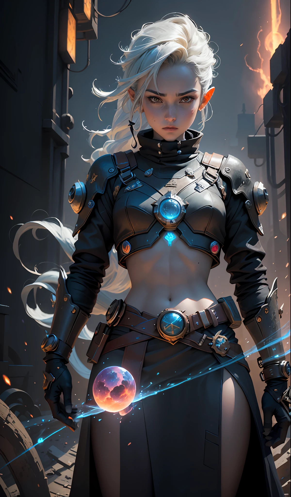 ((Best quality)), ((masterpiece)), (highly detailed:1.3), 3D, In a distant future where the boundaries between science fiction and fantasy have dissolved, the world is a tapestry of awe-inspiring wonders. Enter a universe where magic and technology coexist in harmony, shaping the destiny of civilizations across vast reaches of space.At the heart of this realm lies the Celestial Nexus, an intergalactic hub of mystical energies and technological marvels. Here, arcane knowledge intertwines with cutting-edge science, giving rise to a society where spaceships are imbued with the power of ancient spells, and technology is augmented by the mystic arts.Embark on a grand odyssey as a young explorer, destined to unravel the secrets of the Celestial Nexus. As you traverse the uncharted realms of the cosmos, encounter diverse civilizations teeming with beings who possess extraordinary abilities. From the ethereal Elven Spires, where the art of interdimensional travel is perfected, to the cybernetic enclaves of the Android Conglomerate, witness the tapestry of life as magic and technology intertwine.Unleash your latent powers as you become attuned to the energies that flow through the Nexus. Harness the ancient incantations of forgotten sorceries to propel your starship across the vast expanse of the cosmos. Engage in epic battles against cosmic abominations and interstellar tyrants, wielding enchanted weapons infused with futuristic enhancements.As you delve deeper into the enigmatic realms of the Celestial Nexus, uncover the origin of this harmonious fusion of magic and technology. Discover the ancient prophecies that foretell a cataclysmic event threatening to tear apart this delicate balance. Unite with a band of extraordinary beings, each possessing their own blend of magical aptitude and technological expertise, to embark on a perilous quest to save the Nexus from imminent destruction.In this epic saga, your choices will shape the fate of worlds, as the boundaries between
