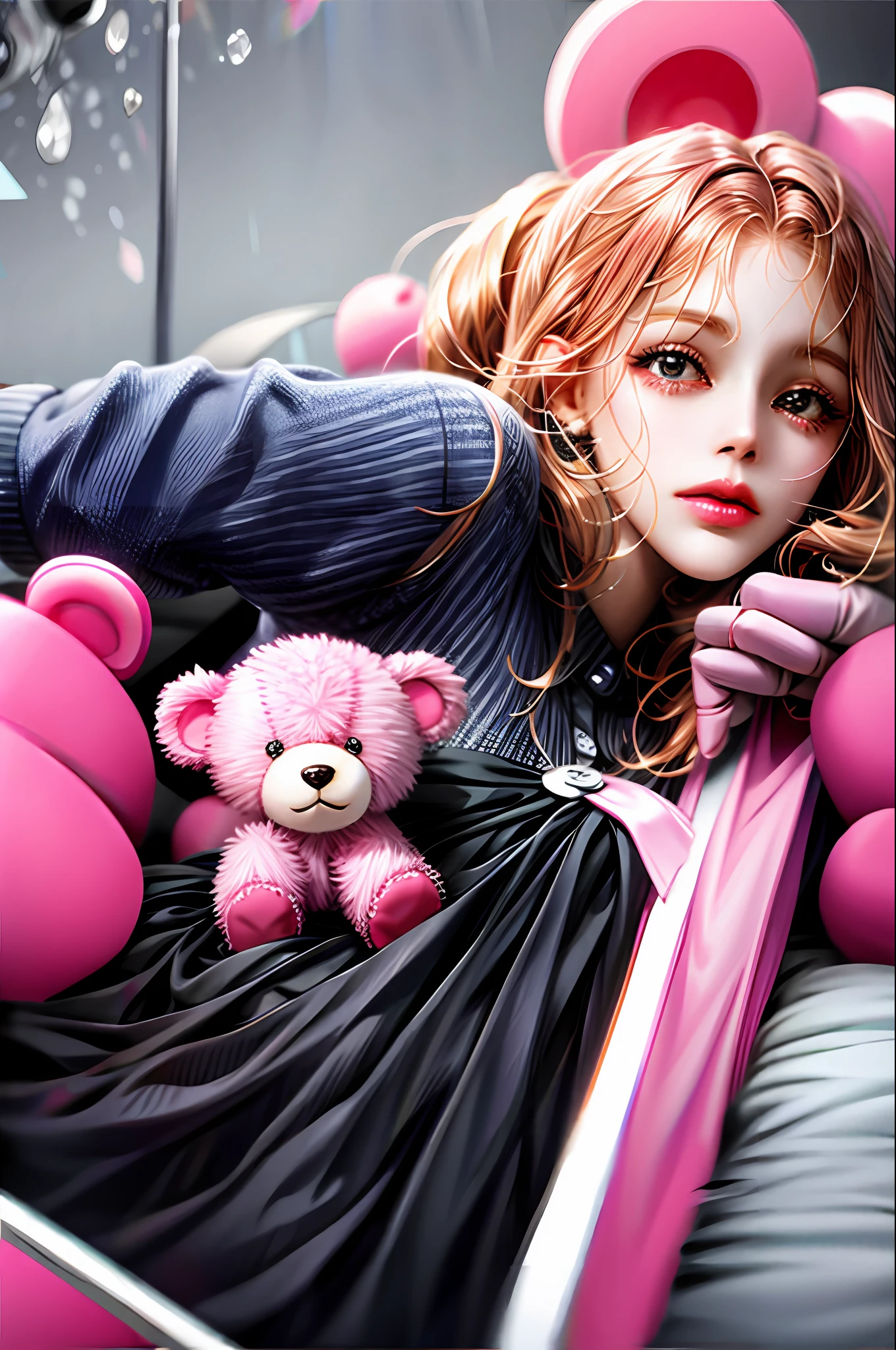 Pink teddy bear alone
