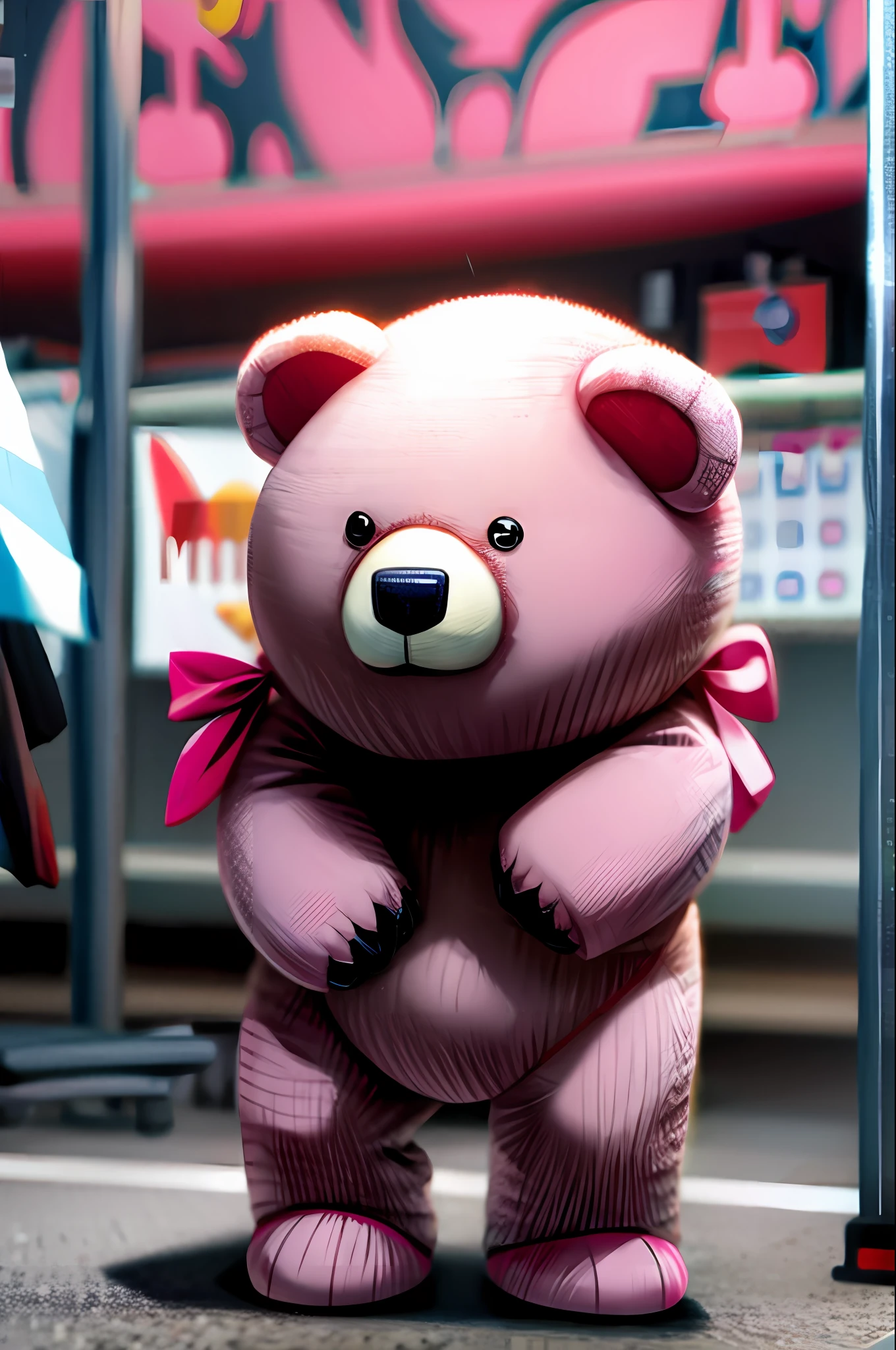 Pink teddy bear alone