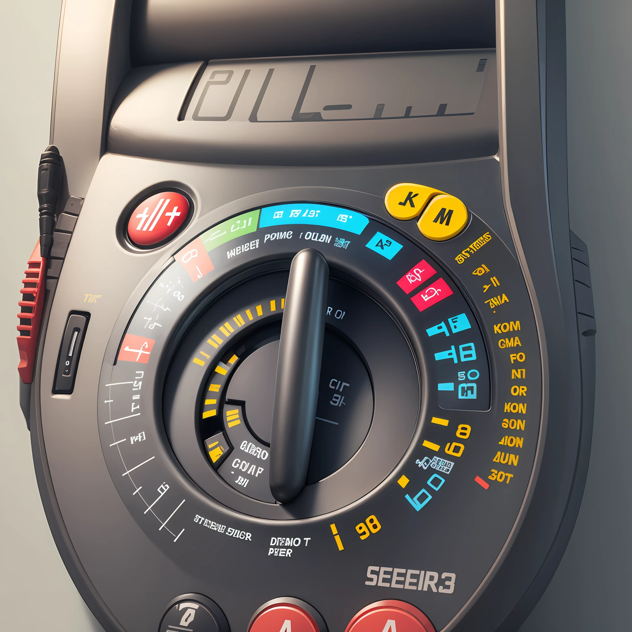 Handheld two-color multimeter with display, middle knob, four buttons, three pen holes --auto --s2