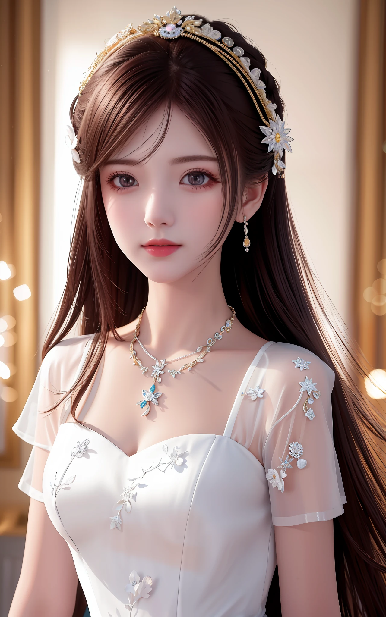 Best Quality, Masterpiece, High Resolution, 1girl, Porcelain Dress, Hair Accessories, Necklace, Jewelry, Pretty Face, On Body, Tyndall Effect, Realistic, Shadow Studio, Rim Lighting, Dual Tone Lighting, (High Detail Skins: 1.2), 8k UHD, dslr, soft light, high quality, volume light, sneak shot, photo, high resolution, 4k, 8k, background blur,