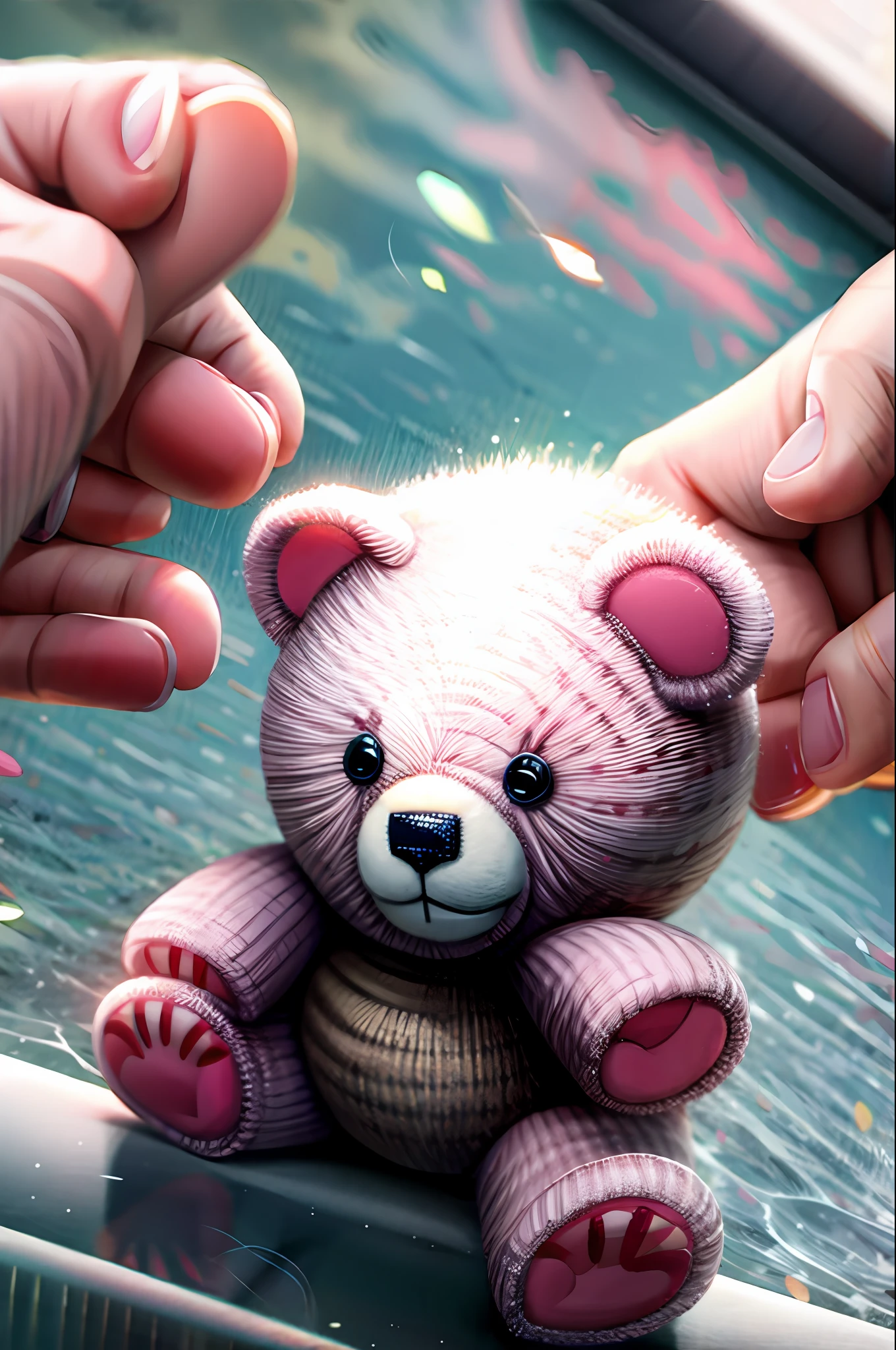 Pink teddy bear alone