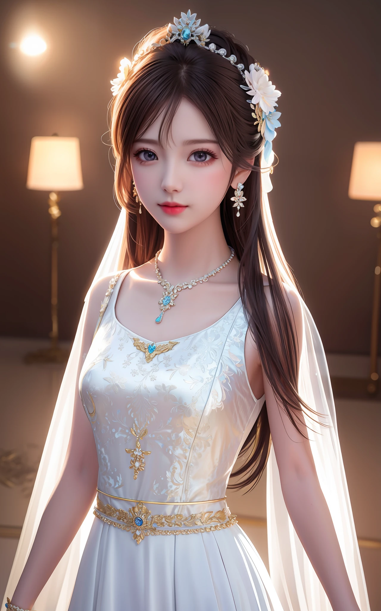 Best Quality, Masterpiece, High Resolution, 1girl, Porcelain Dress, Hair Accessories, Necklace, Jewelry, Pretty Face, On Body, Tyndall Effect, Realistic, Shadow Studio, Rim Lighting, Dual Tone Lighting, (High Detail Skins: 1.2), 8k UHD, dslr, soft light, high quality, volume light, sneak shot, photo, high resolution, 4k, 8k, background blur,