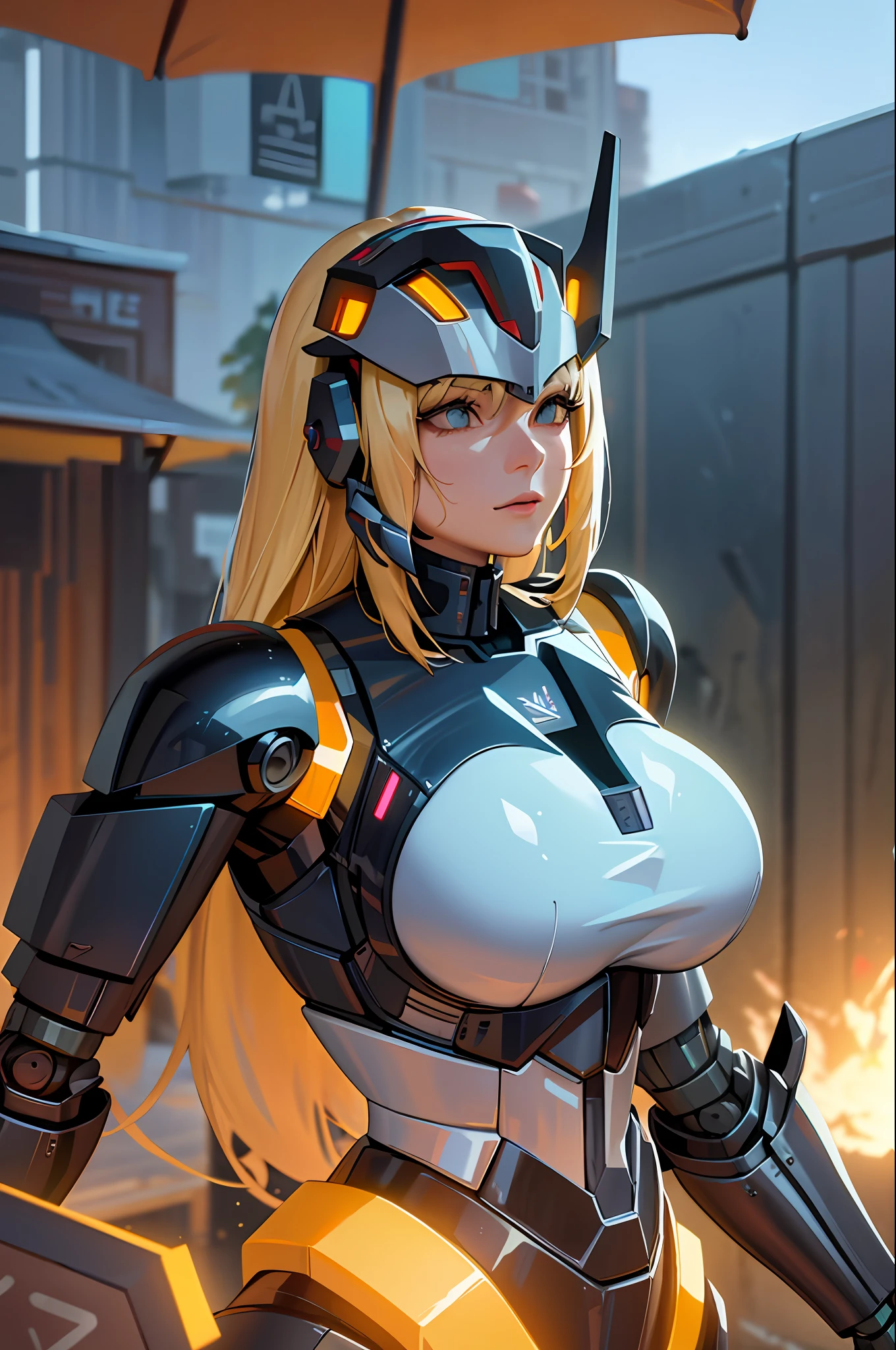 (masterpiece), (best quality),photorealistic, 8k raw photo,ultra high res, robot,glowing
jiqinvhai,huge robot, mecha,
1girl,upper body,bare shoulders,outdoors, detailed skin
mecha musume,mechanical parts,robot joints,headgear,full armor