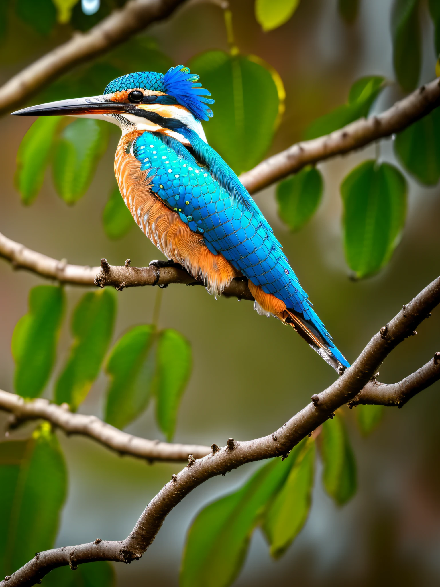 superb kingfisher on a branch near budding white cherry flowers, dark, dawn, (chilly early morning:1.1), (morning dew:1.15), realistic photography, (low-key photograph:1.2), detailed, 8k, intricate ruffled feathers, water droplets on the feathers, (to8contrast style), (mist:0.7), vivid colors, Sony a6600 Mirrorless Camera, embellish2