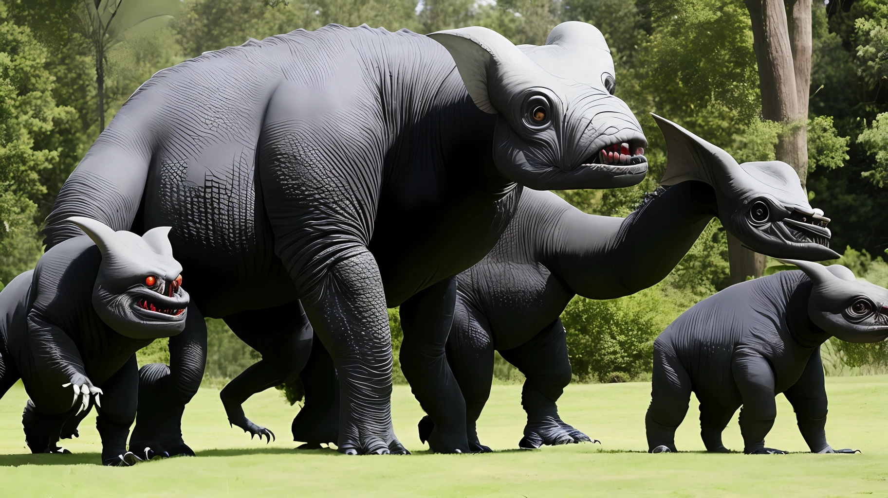 Creatures from another dimension, so big, strange