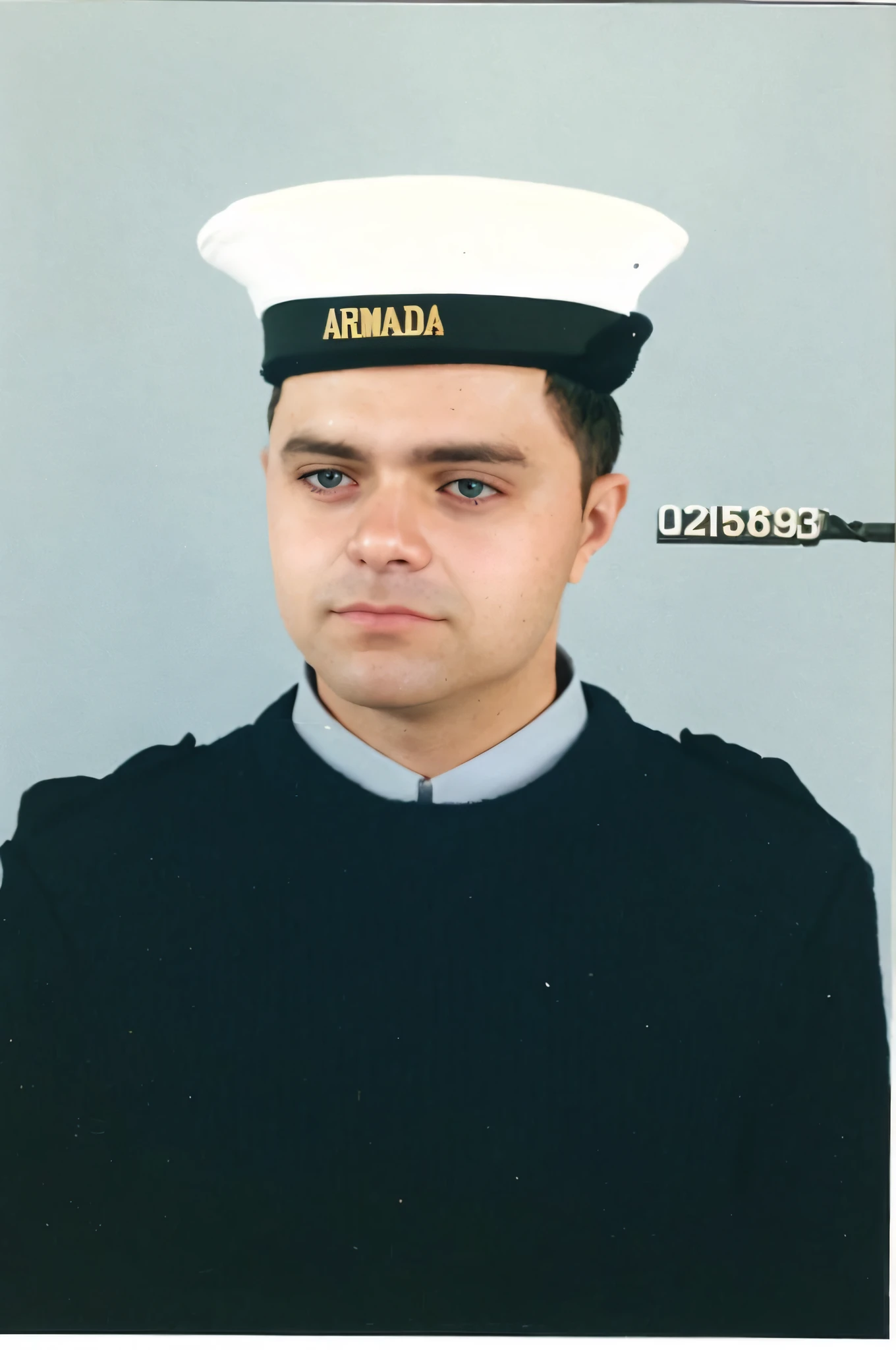 Armada is a man in Navy uniform posing for a photo, 8k, unreal engine 5,minute details,black uniform and white beret