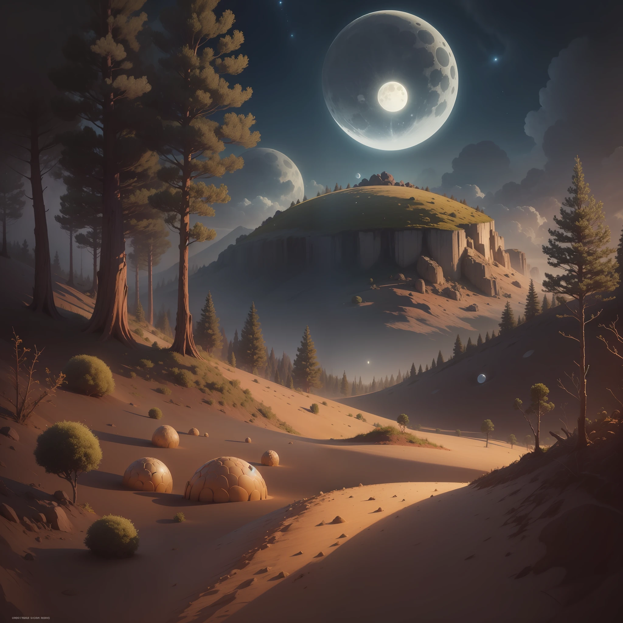 anthill surrounded by moonlight, super realistic