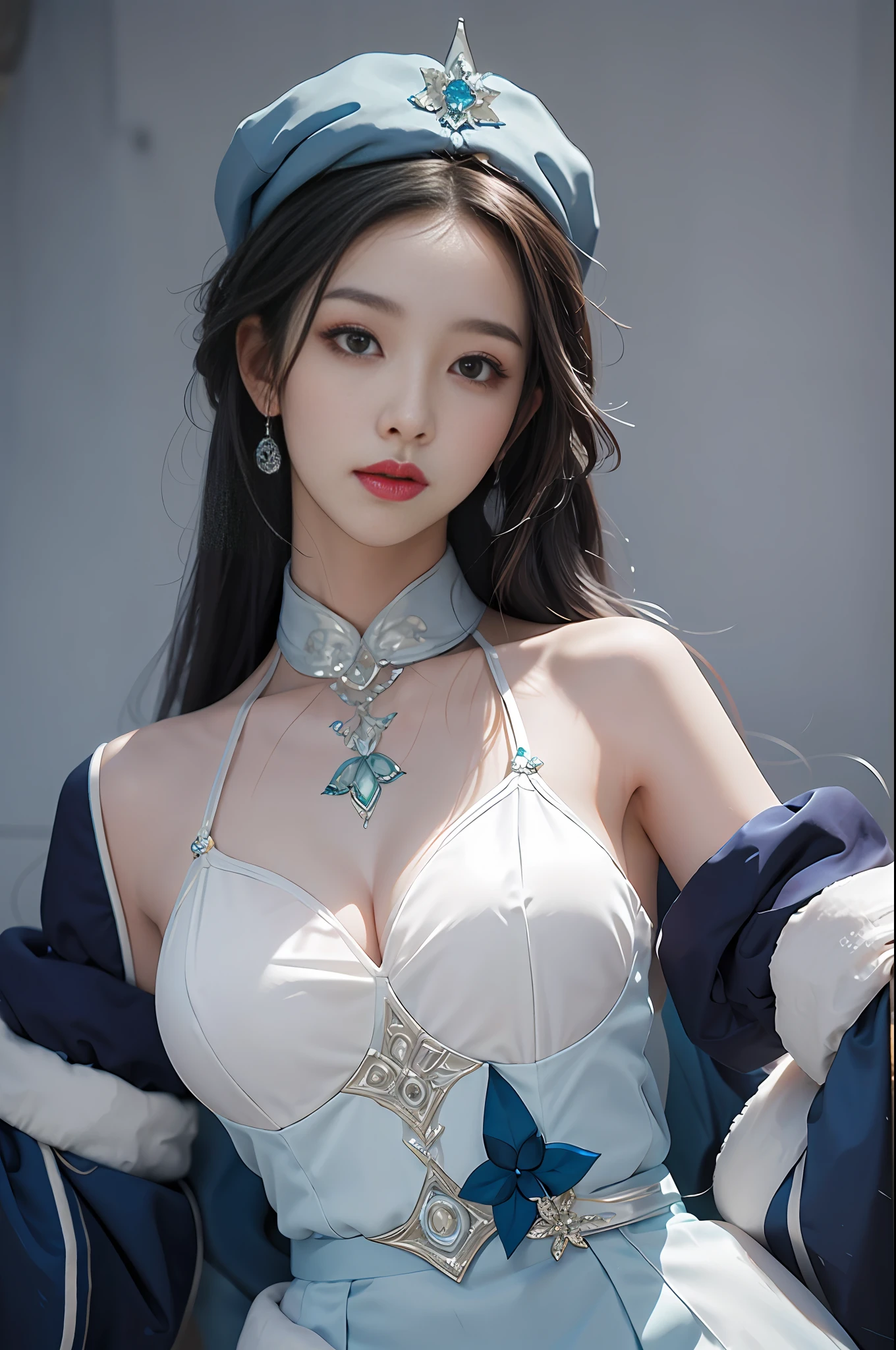 (Masterpiece, best quality, rich detail, realism: 1.3), (ulzzang-6500-v1.1:0.7), 1girl, upper body, (hips, big breasts, sexy, beautiful, perfect body: 1.3)