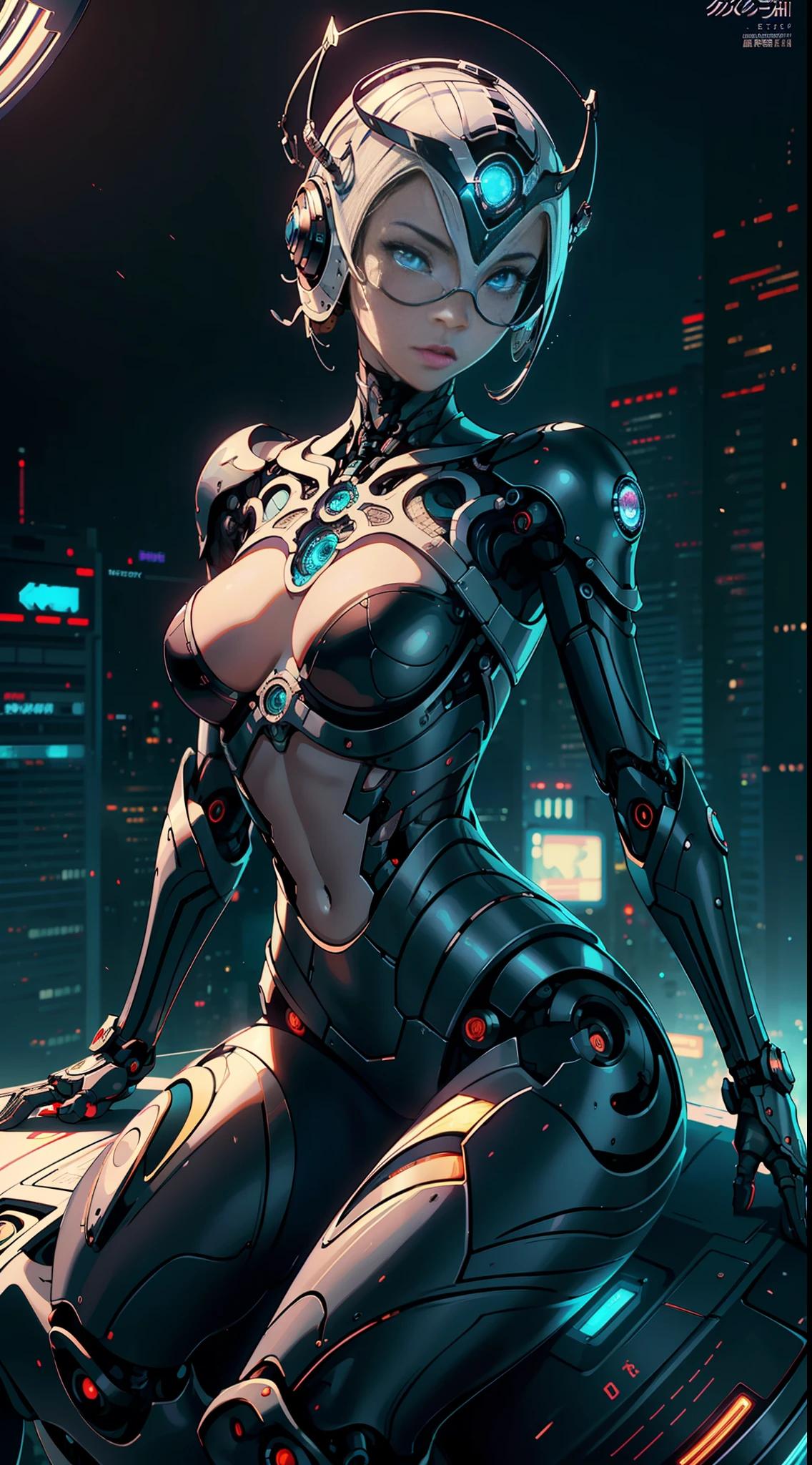 Intricate 3d rendering of highly detailed beautiful ceramic silhouette female robot face, robot, robot part, 150 mm, beautiful studio soft light, rim light, vibrant details, luxurious cyberpunk, lace, surreal, anatomy, facial muscles, cables wires, microchip, elegant, beautiful background, octane rendering, HR Giger style, 8k, best quality, masterpiece, illustration, very delicate and beautiful, very detailed, CG, unity, wallpaper , (fidelity, fidelity: 1.37), amazing, fine detail, masterpiece, best quality, official art, extremely detailed cg unity 8k wallpaper, absurd, unbelievably absurd, robot, silver helmet, full body, sitting write