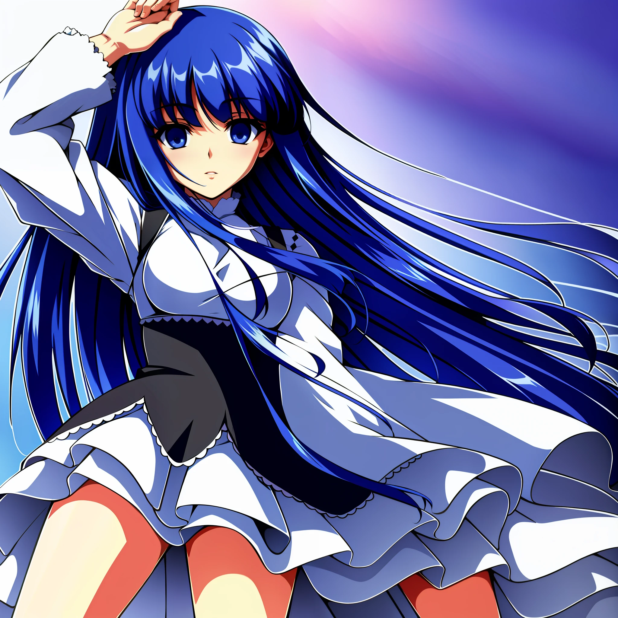frederica bernkastel, masterpiece, best quality, blue hair, absurdres, high quality