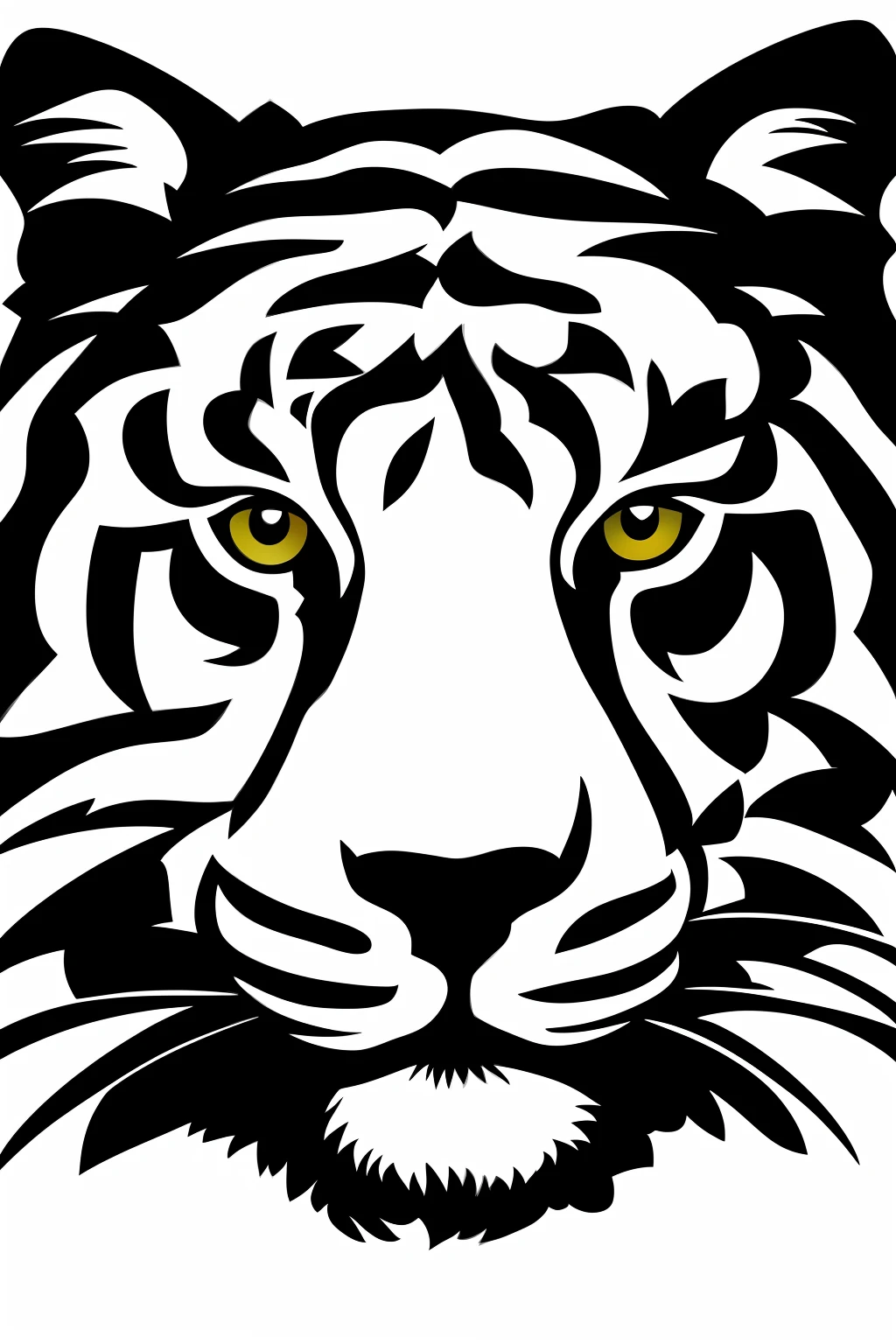 White Tiger Face a closed, Drawing logo Design
