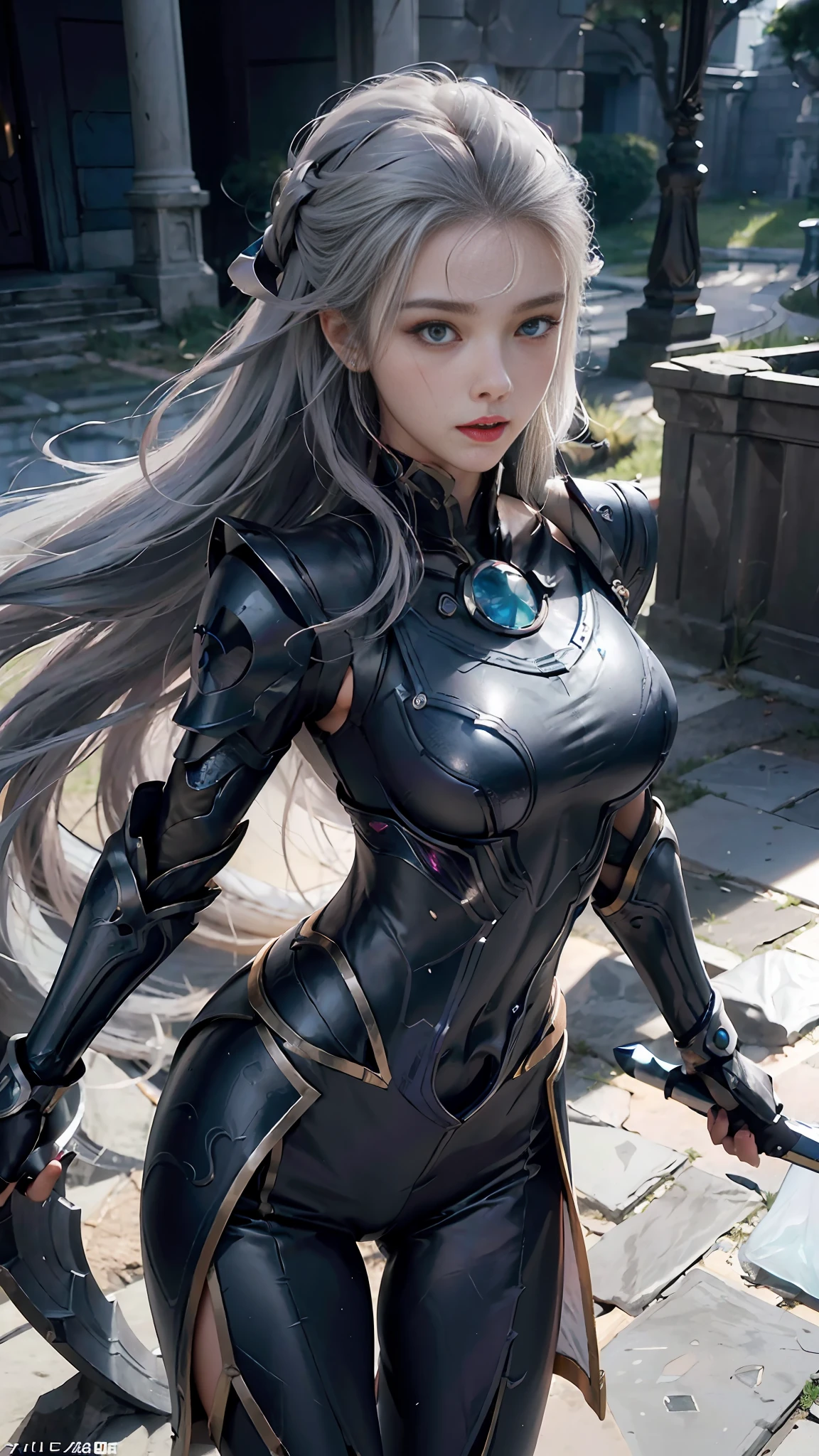((Best Quality, 8K, Masterpiece: 1.3)), 1girl, Slim Abs Beauty: 1.3, (,Big Breasts: 1.2) Ultra-fine face, delicate eyes, double eyelids, dynamic pose, evening, moon, smile, diana standing portrait photo, diana (League of Legends), solo, face markers, male focus, 1boy, forehead markers, armor, lips, portrait, crescent, looking at the audience, 1girl, gray hair, sexy, dark blue clothing, perfect body, Detailed digital anime art, best anime 4K konachan wallpaper, anime goddess, high detail official artwork, detailed anime art, portrait of female anime hero, onmyoji