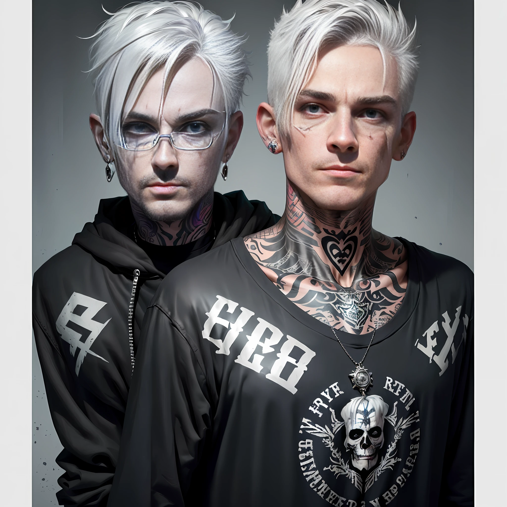 arafed man with tattoos on his face and neck, lil peep, style of seb mckinnon, inspired by Seb McKinnon, mrbeast, he has dark grey hairs, portrait of ultra realistic, a silver haired mad, inspired by Cam Sykes, hyperrealism artstyle, mr beast, inspired by Kyle Lambert, with facial tattoo, digital art. @mariomaniacdude