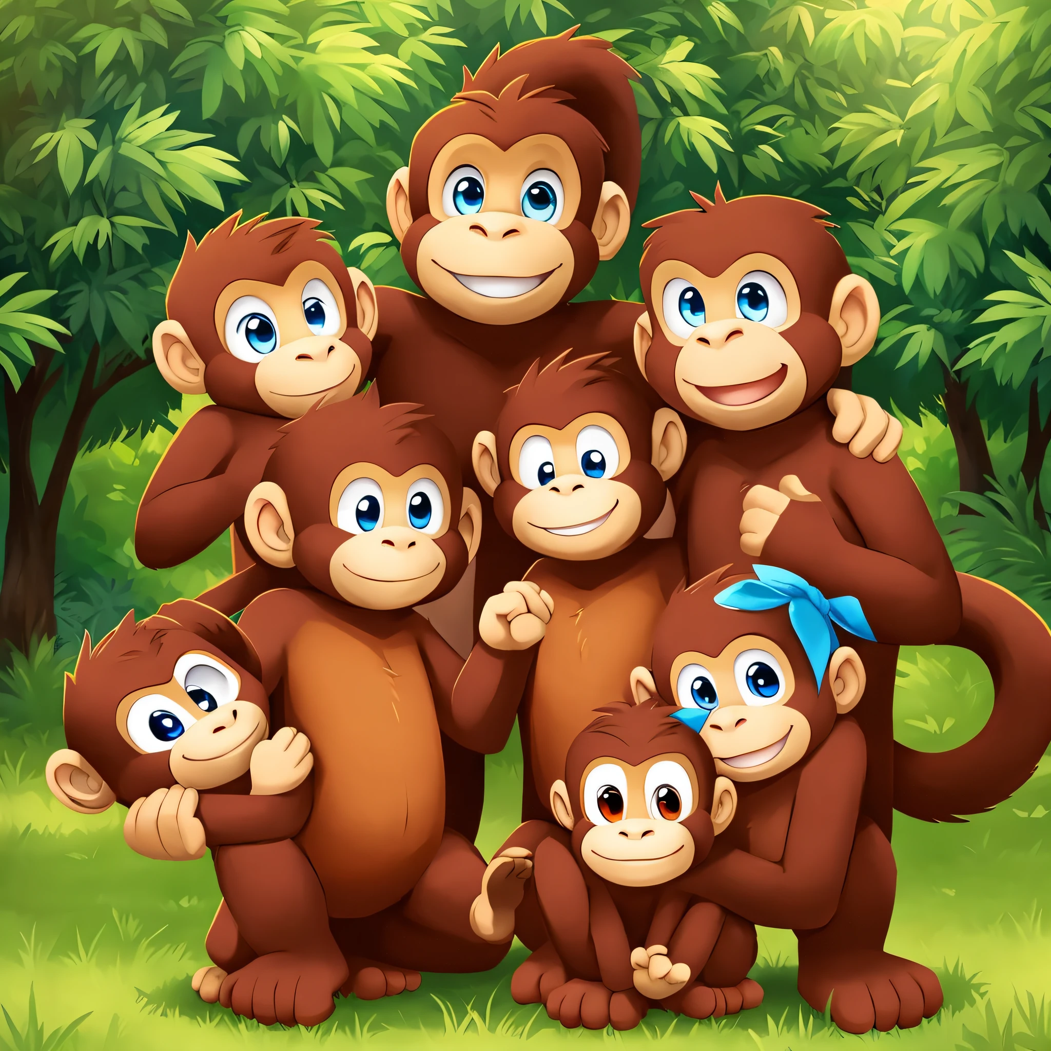 Happy monkeys family