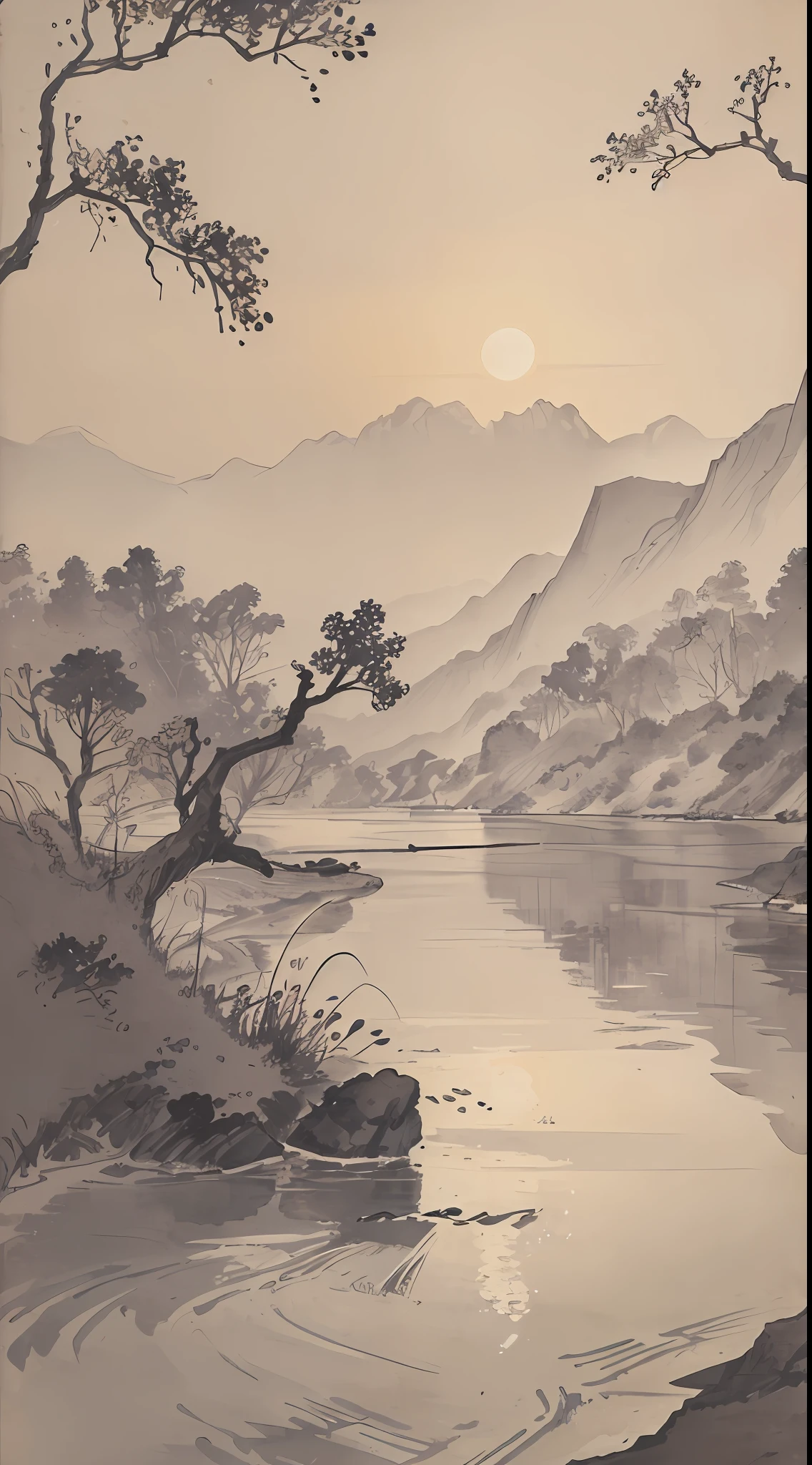 Natural landscapes, sparkling rivers, lonely boats, focused fishermen, waiting for catches, the figure and spirit of the fisherman bending over seem to penetrate the picture, leisurely, and even time seems to become slow; The setting sun shines on the picture, and the scenery on the calm river surface comes into view, and the picturesque landscape looks magnificent.