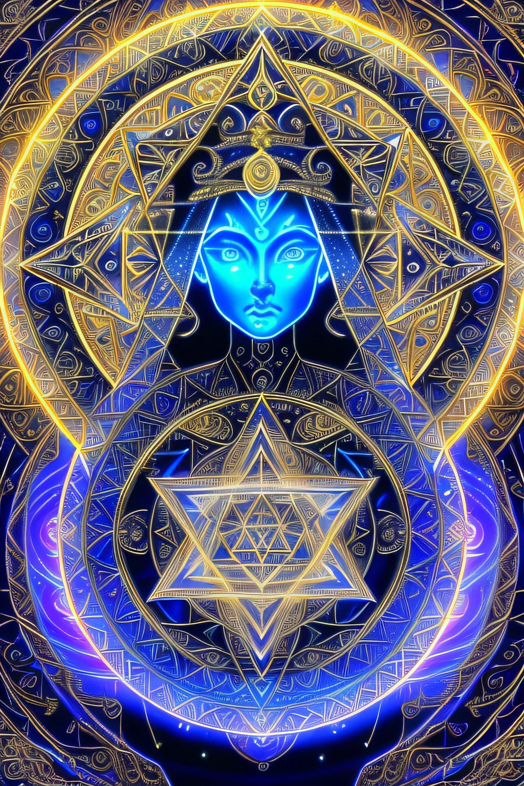 beautiful intricate egyptian goddess face surrounded by (glowing sacred geometry:1.3), (catlike features:1.2), eyes closed, (art by alex grey:1.2), (unreal engine 5:1.4), 8k hd, advanced shading, external light source, glowing chakras, glowing energy, (high contrast:1.1), planets and stars, (highly details, highly intricate:1.7), (ultra realistic:1.1), very colorful, (psychedelic:1.1), extra terrestrial, alien, tribal