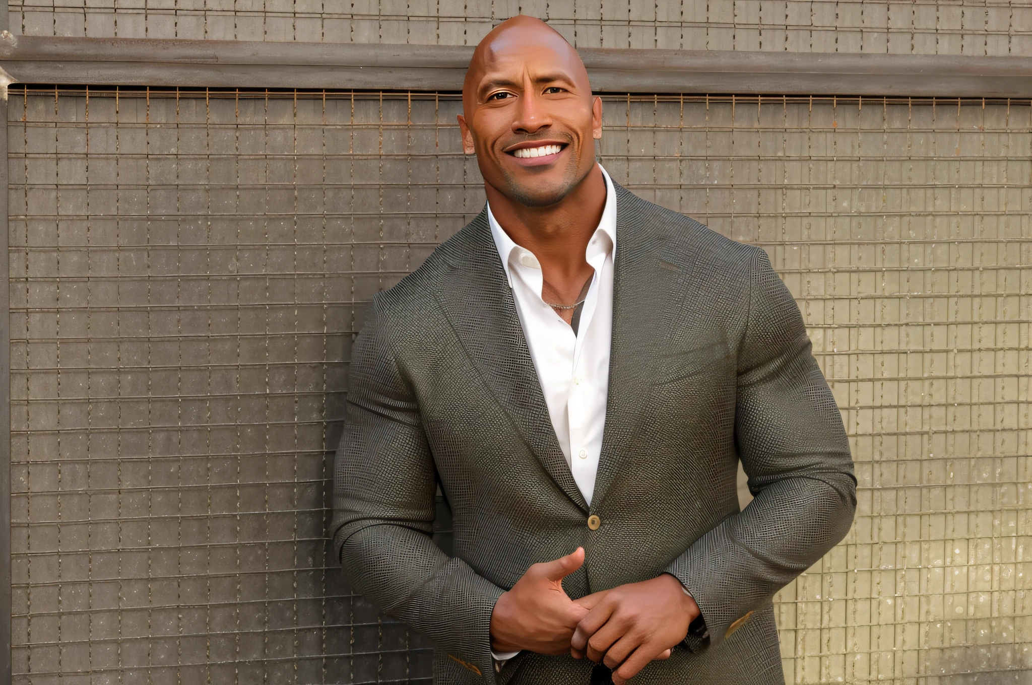 arafed man in a suit standing in front of a wall, a portrait of dwayne johnson, dwayne johnson, portrait of dwayne johnson, dwayne the rock johnson, the rock, dwayne johnson as god of war, dwayne johnson in family guy, dwayne johnson as harry potter, starring dwayne johnson, dwayne johnson as batman, dwayne johnson as hulk, dwayne johnson as wonder woman