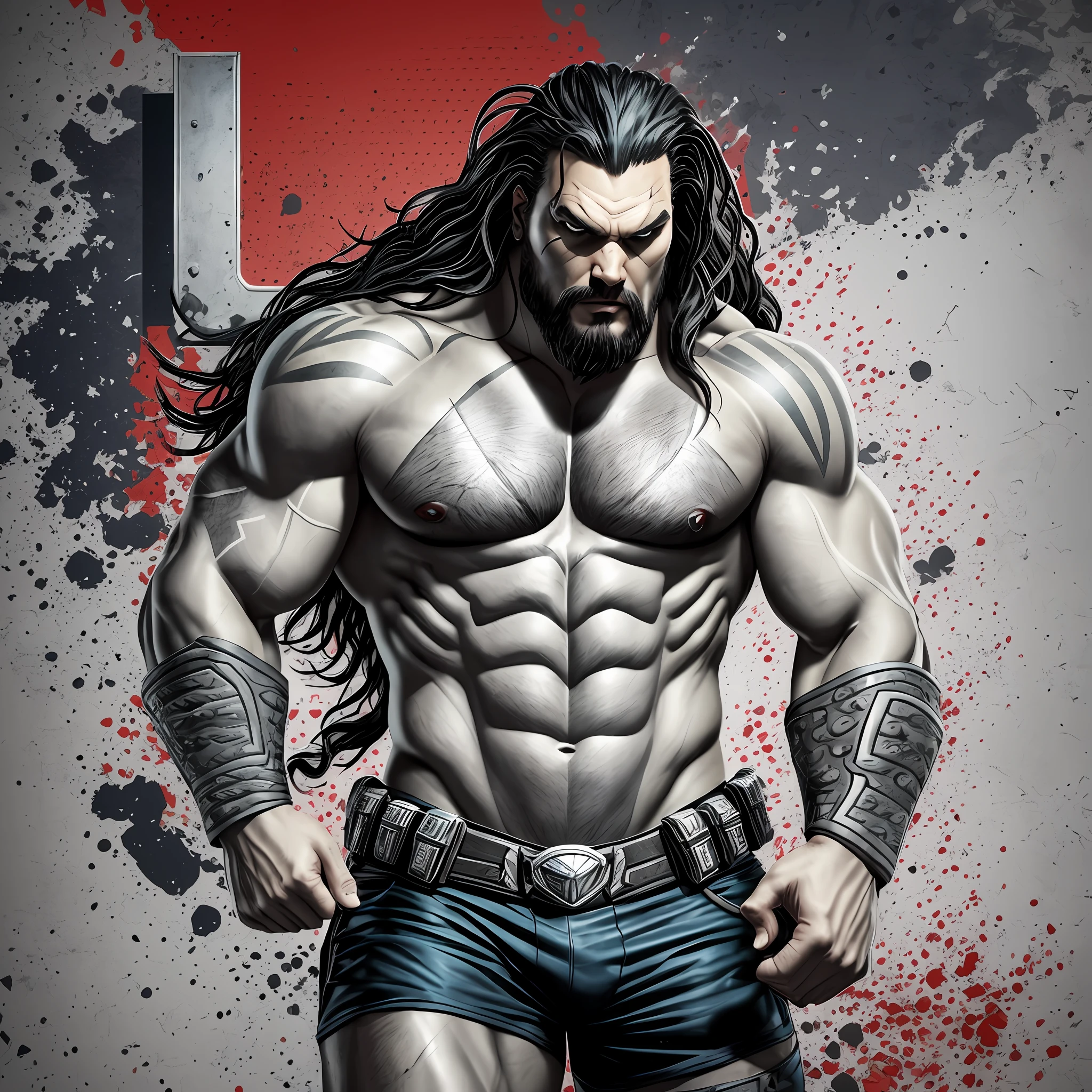 Create a realistic 8K image of Jason Momoa as Lobo, the DC anti-hero. Make sure the image realistically and authentically captures the character, with details like Lobo's appearance, his space bike, and any other elements you feel are important. Use a vibrant, contrasting color palette to make the image stand out and make it more appealing. Add textures and details to make the image more realistic, such as the appearance of Lobo's skin and the design of his space motorcycle. Make sure the resulting image looks realistic and detailed." —c 10 —ar 2:3 --auto --s2