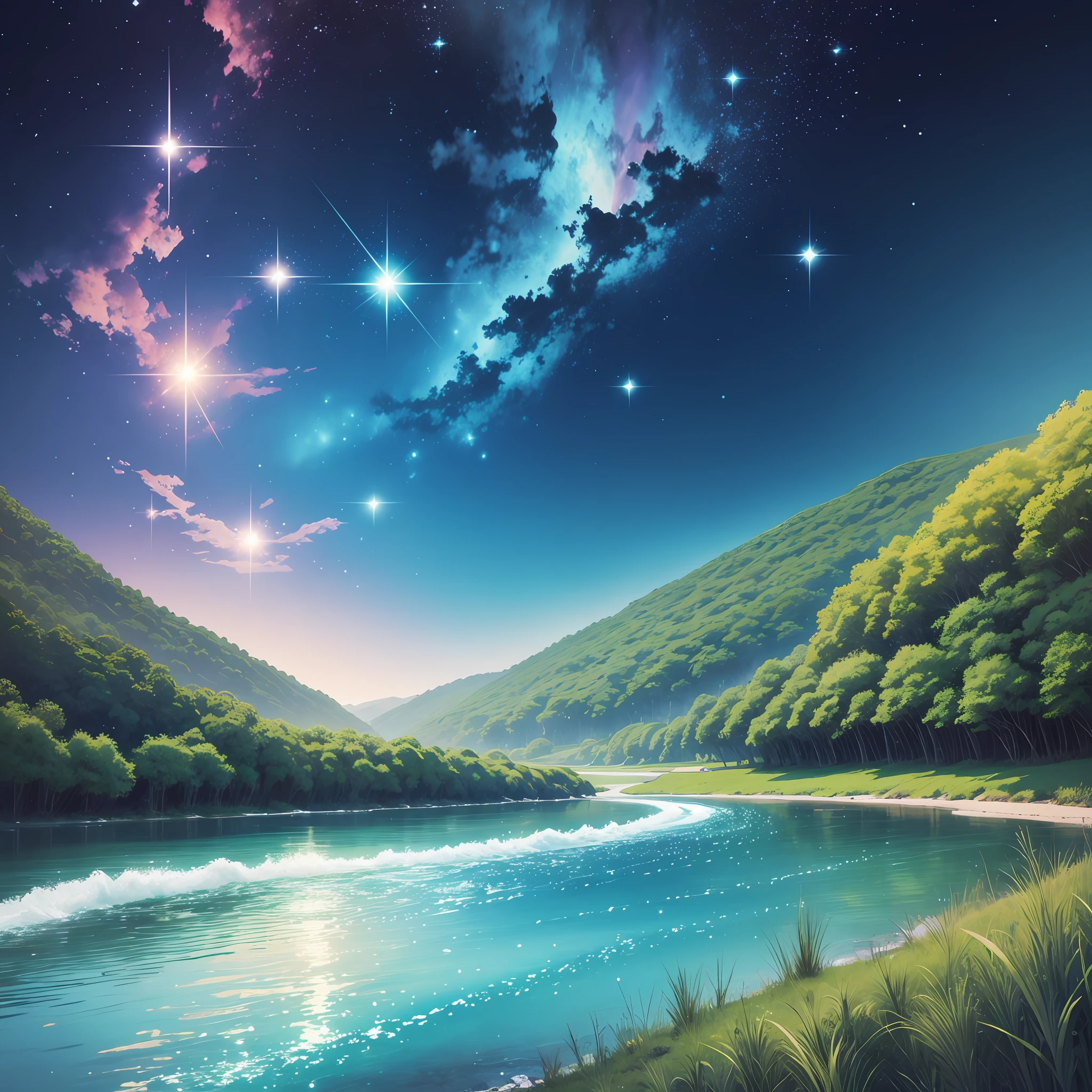 The sky is pure, the sparkling stream is clear --auto --s2