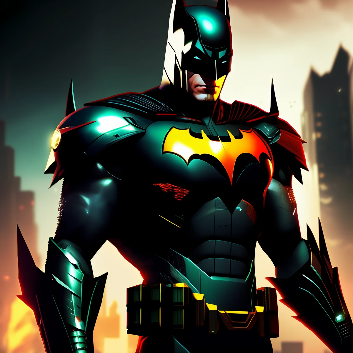 Cyborg Batman (DC), cyberpunk, 8K