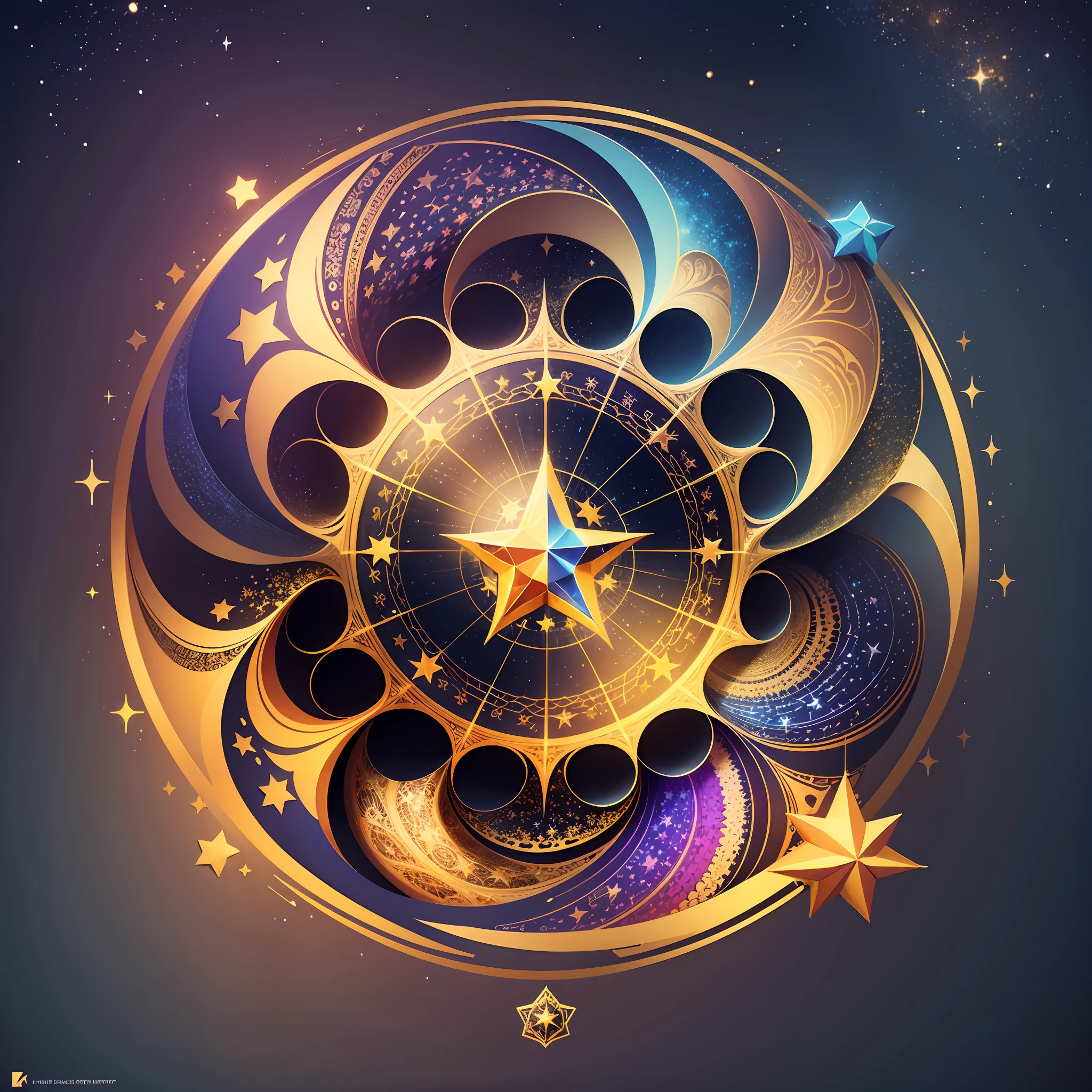logotype, ((star)), ((magic)), abstract, sign, fractal, pattern, yellow, creative, artstation, vector, golden ratio