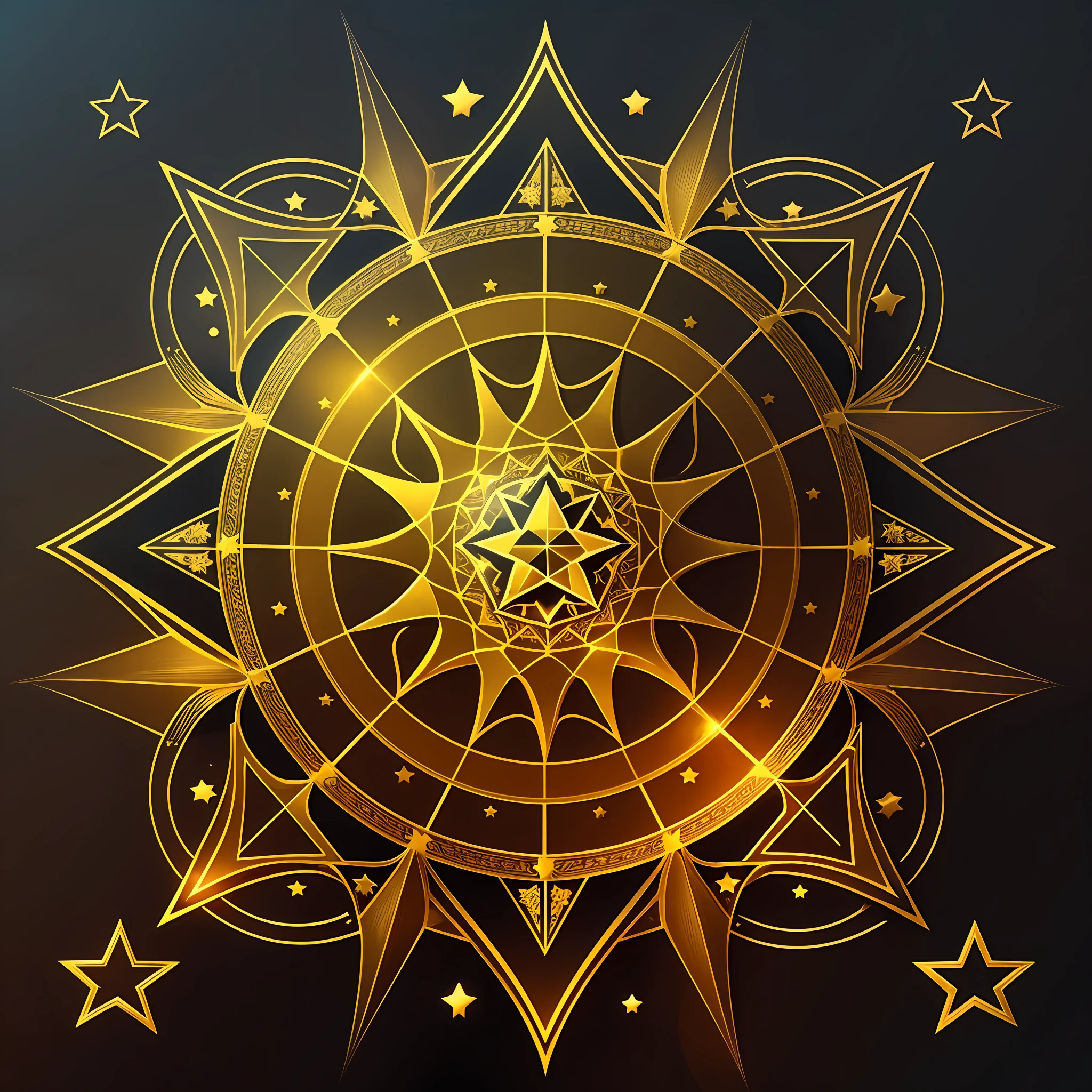 logotype, ((star)), ((magic)), abstract, sign, fractal, pattern, yellow, creative, artstation, vector, golden ratio