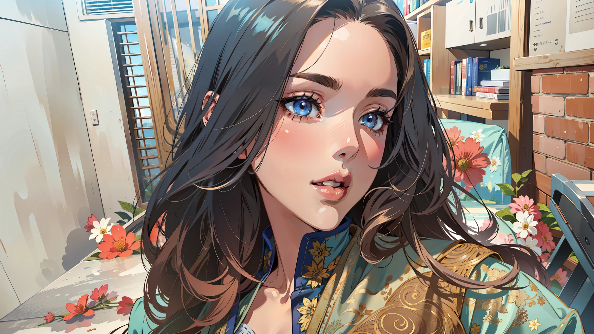 (masterpiece),(best quality:1.0), (ultra highres:1.0), detailed illustration, 8k, anime, 1girl, beautiful girl, pretty face, detailed face, beautiful eyes, detailed eyes, dark eyes, subtle smile, lips closed, beautiful stylish hair, highlights in hair, best quality, vibrant