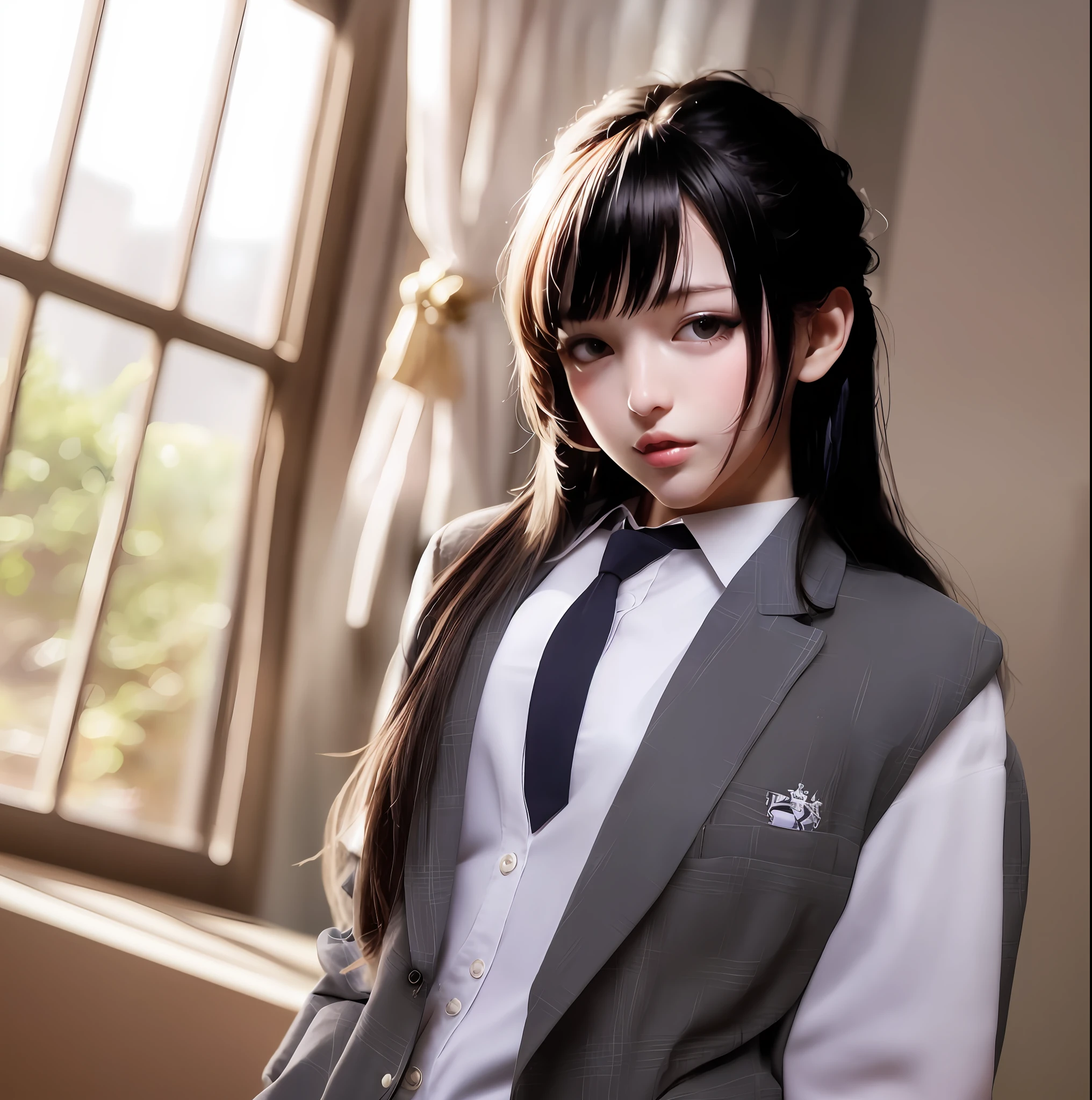 Female high school student in school uniform