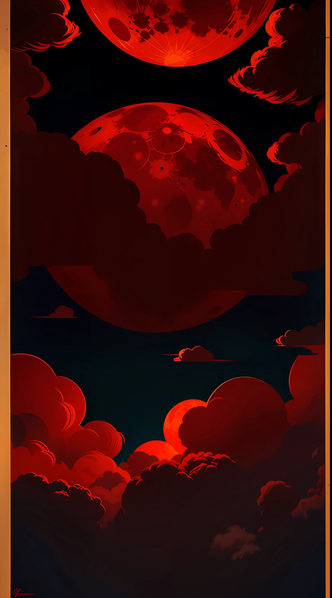 Madness, laughter, red, late night, red moon, smoke clouds, sketches, mystery, antiquity, Bauhaus art, dramatic lights,