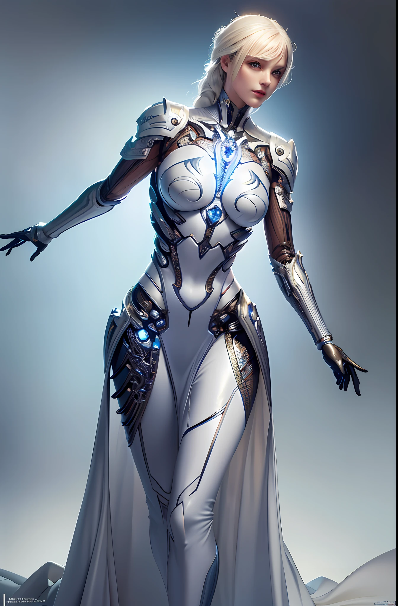 organic cyborg, white plastic, diffuse lighting, fantasy, intricate, elegant, highly detailed, realistic, realistic, digital painting, art station, illustration, concept art, smooth, sharp focus, art by John Collier and Albert Obright and Krenz Kusart and Artem Demura, full body