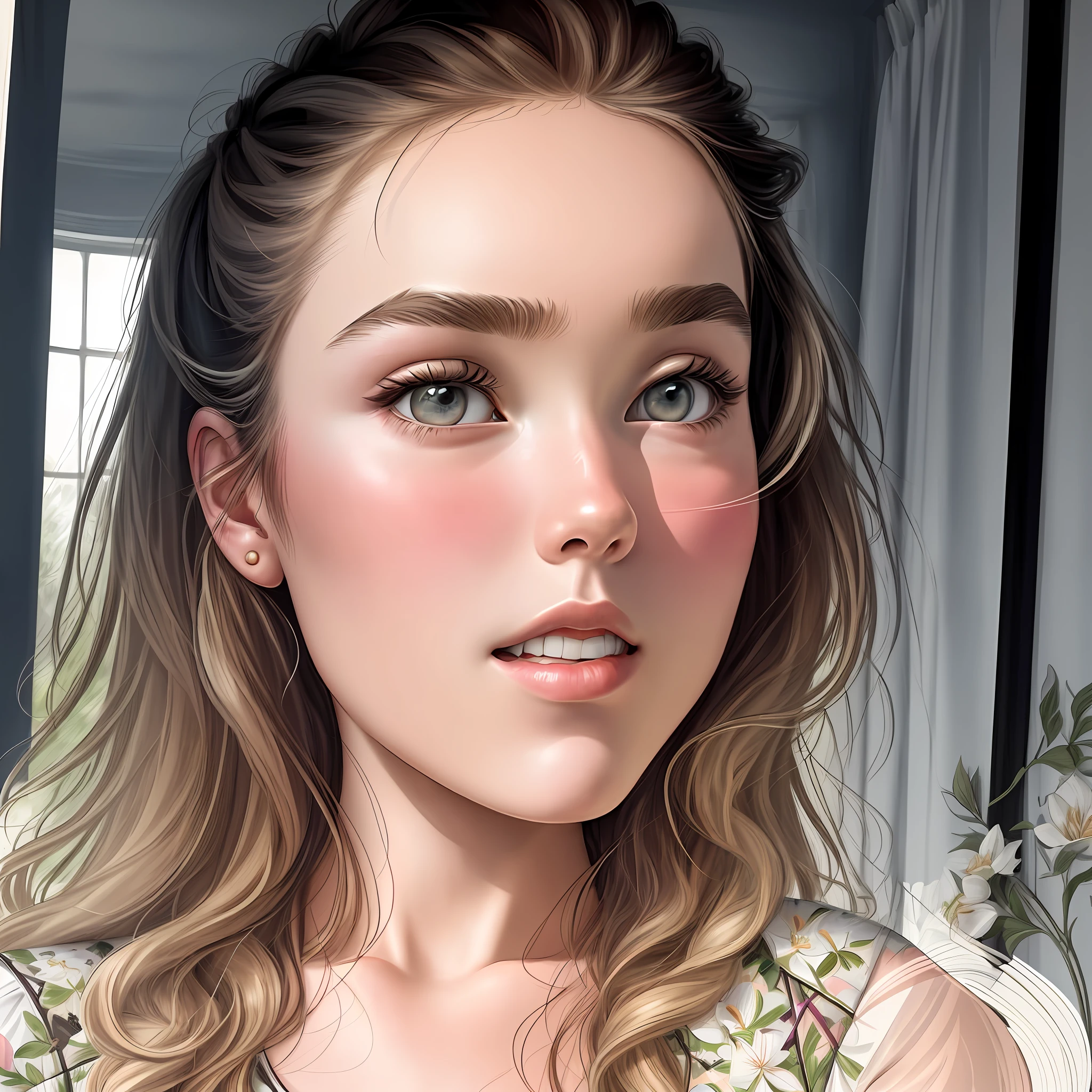 masterpiece, line art of a female character, Florence Pugh shocked expression, detailed country garden background, Art Deco designs,
style by double exposure, no shading, for coloring page, white space, no shadowing,