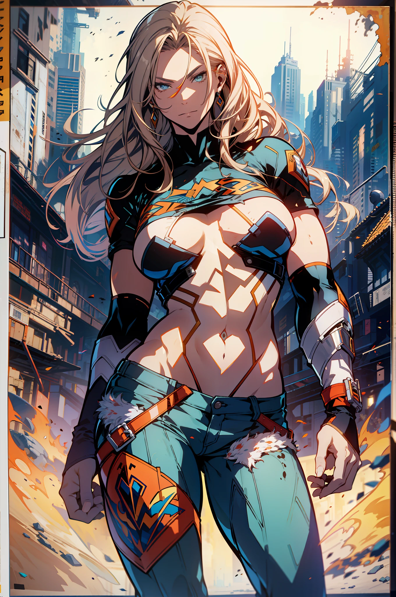 ::based on dc comix's warworld illustration, by marc silvestri:: ::based on dc comix's warworld illustration, by marc silvestri:: super powerful man  hero with futuristic outfit, based on warworld illustration from dc comix, (beautiful and clear background:1.2),, fantastic paintings ,graffit style, olhos altamente detalhados , a white t-shirt or tatoon stamp , blond hair, masterpiece, best quality, high quality, highres, detail enhancement, ((most beautiful image in the world)), masterpiece, best quality, high quality, highres, detail enhancement, ((most beautiful image )),with short, shiny black hair,  t-shirt, wearing jeans, five legs, , emphasizing the integrity of the human body, emphasis on the correct 5 fingers on each hand and the correct shadow, , bright image, art by stanley artgerm lau, art by kenneth rocafort, art by genzoman, art by joe madureira, art by blushyspicy, art by stjepan sejic, art by j scott campbell, art by guillem march, art by citemer liu, 4k, high resolution, comic book, comic book character, comic, high quality detailed,   style ::2.0 comix illustration style,tatoon style , man model ultra detailed, (beautiful and clear background:1.2),, fantastic paintings ,graffit style, olhos altamente detalhados , a white t-shirt or tatoon stamp , blond hair, masterpiece, best quality, high quality, highres, detail enhancement, ((most beautiful image in the world)), masterpiece, best quality, high quality, highres, detail enhancement, ((most beautiful image )),with short, shiny black hair,  t-shirt, wearing jeans, five legs, emphasizing the integrity of the human body, emphasis on the correct 5 fingers on each hand and the correct shadow, , bright image, art by stanley artgerm lau, art by kenneth rocafort, art by genzoman, art by joe madureira, art by blushyspicy, art by stjepan sejic, art by j scott campbell, art by guillem march, art by citemer liu, 4k, high resolution, comic book, comic book character, comic, high quality, high quality, highres, d