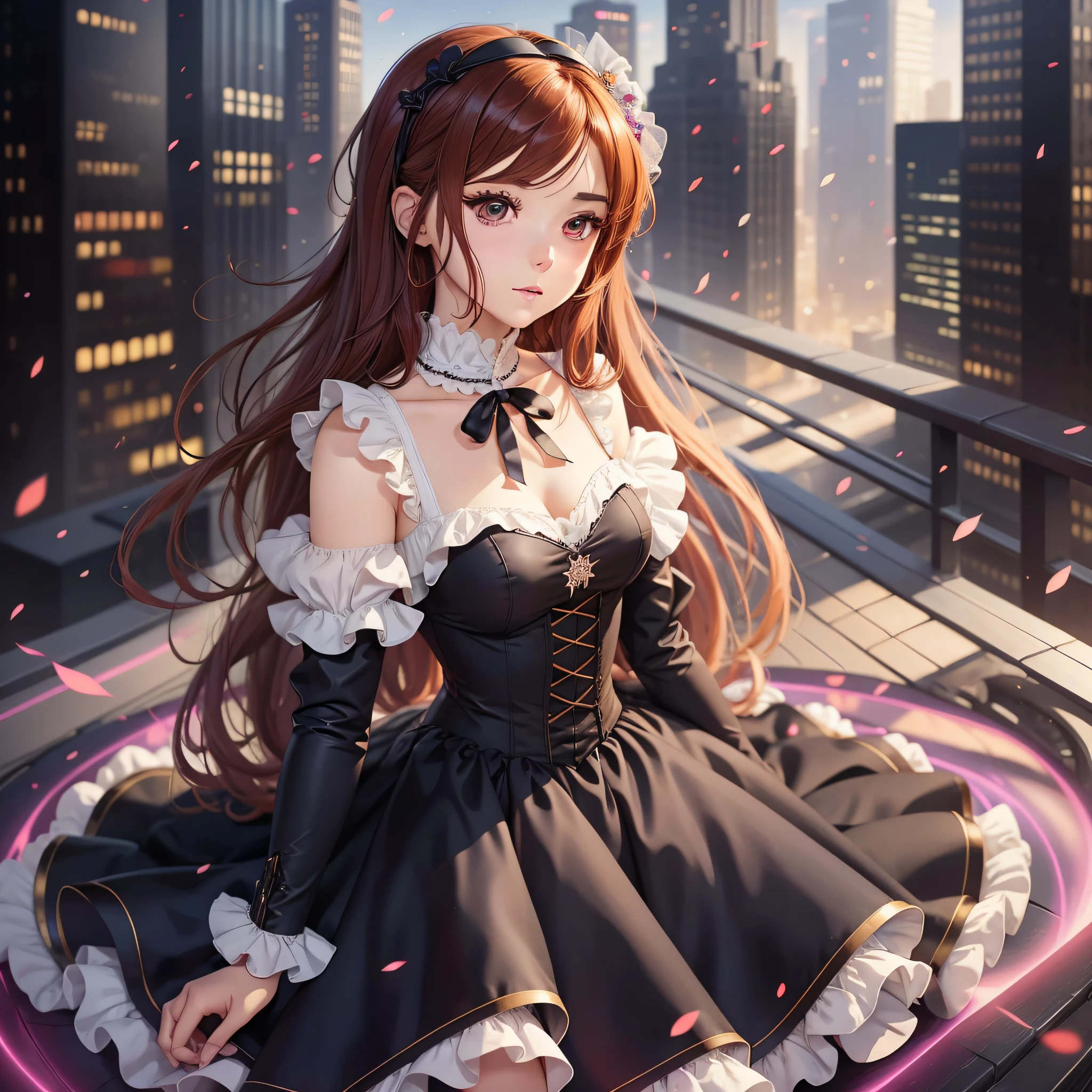 (detailed description) (best quality) A cartoon image of a woman in a dress, anime girl named Sherry