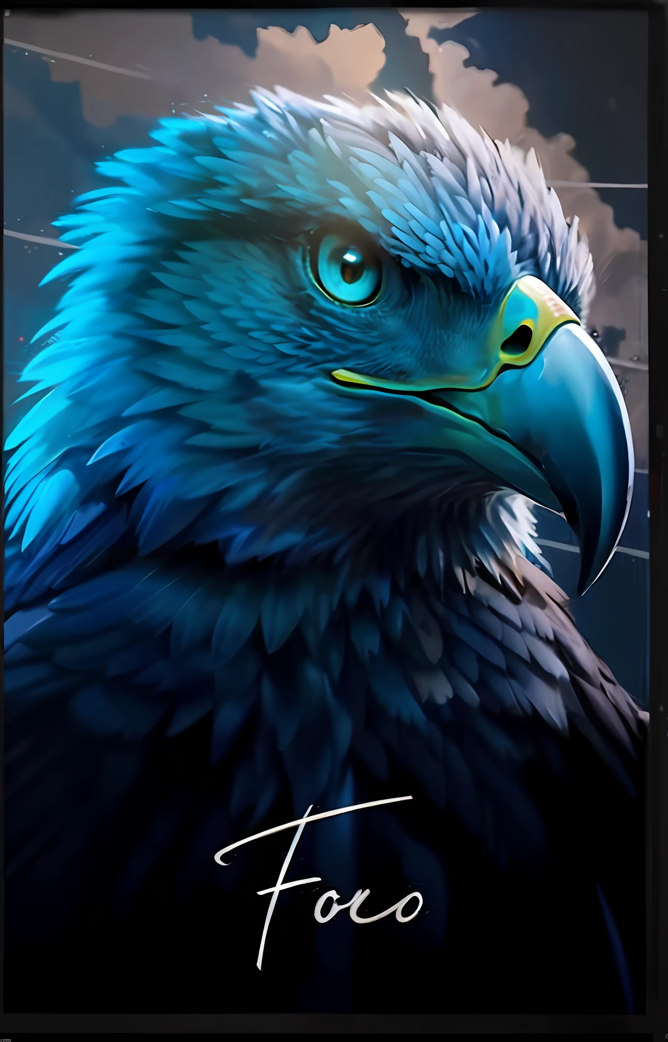 a close up of a picture of a bird with a blue background, amoled, digital airbrush painting, high quality digital painting, airbrush art, air brush art, falvie, airbrushed artwork, airbrush digital art, official poster artwork, eagle feather, #1 digital painting of all time, # 1 digital painting of all time, an airbrush painting