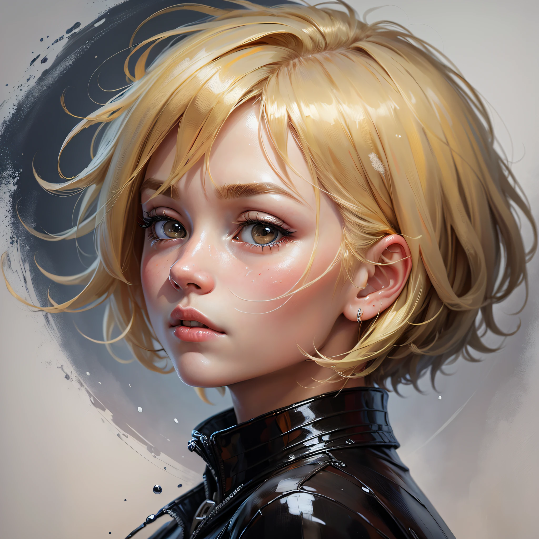 (oil painting, masterpiece, best quality, ultra detailed, focus on character), short blonde hair, ([back:0.8]|[ face facing backwards:1.1]), serious face, ([cold scenario:1.2]|[ snowy background:1.3]| [high contrast:1.1]) --auto --s2