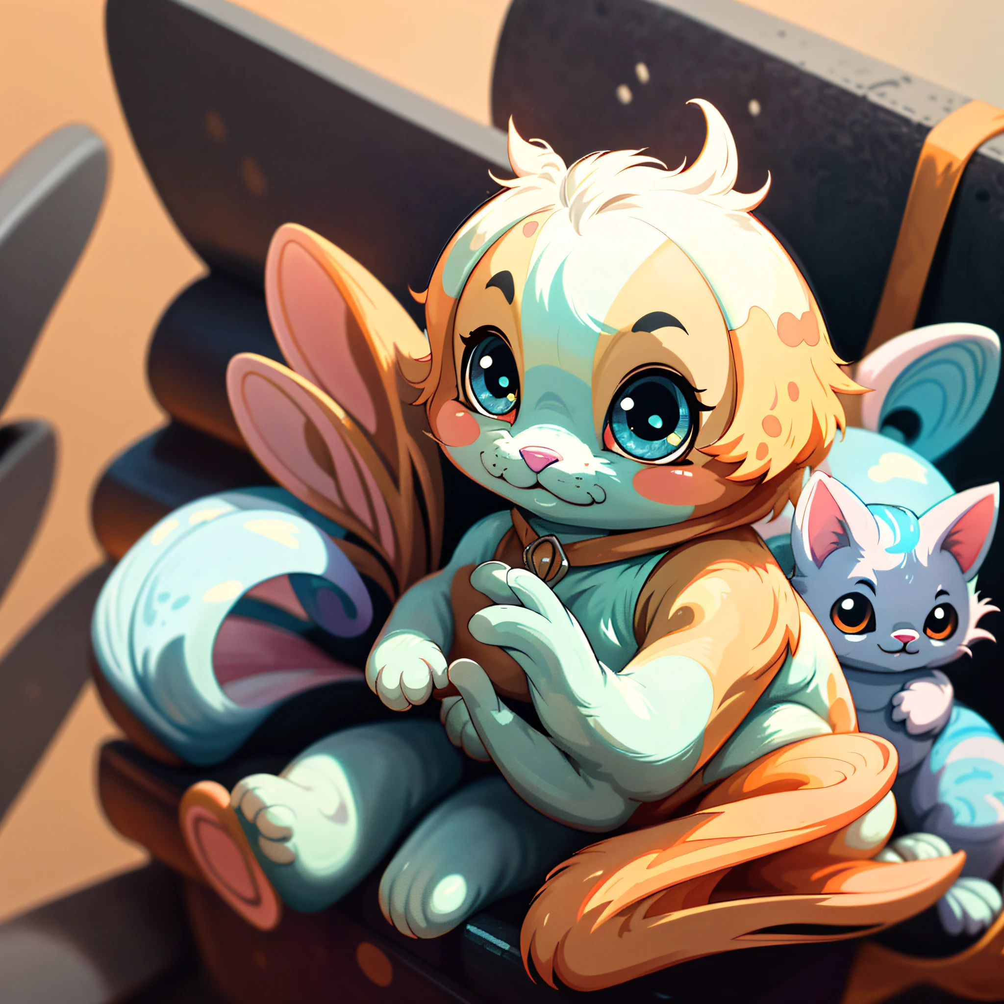 (best quality), delicate illustration of the creature (cool sticker), clean background, pokemon highlighted in perspective in front of the camera, focus on details (big, bright eyes, coat and textures), soft and bright lighting.