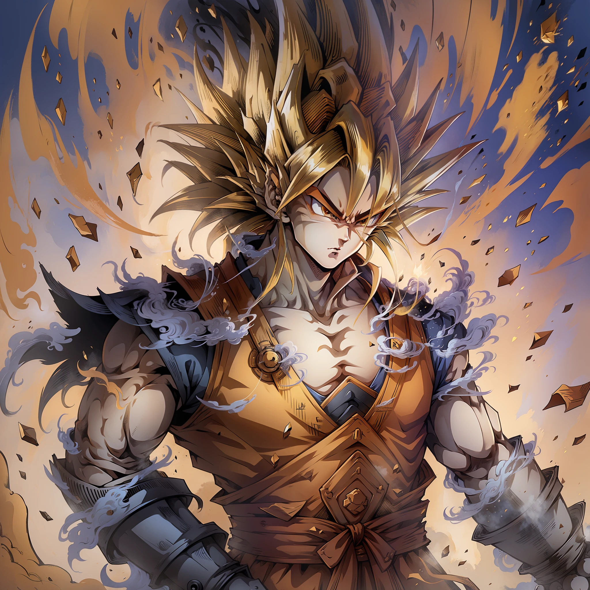 super saiyan son goku, solo character, dragonball style, spray, high quality detailed art --auto --s2