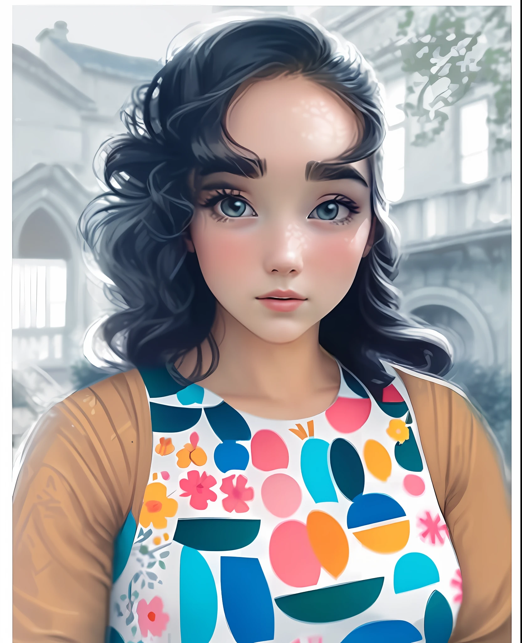 masterpiece, line art of a female character, Florence Pugh shocked expression, detailed country garden background, Art Deco designs,
style by double exposure, no shading, for coloring page, white space, no shadowing,