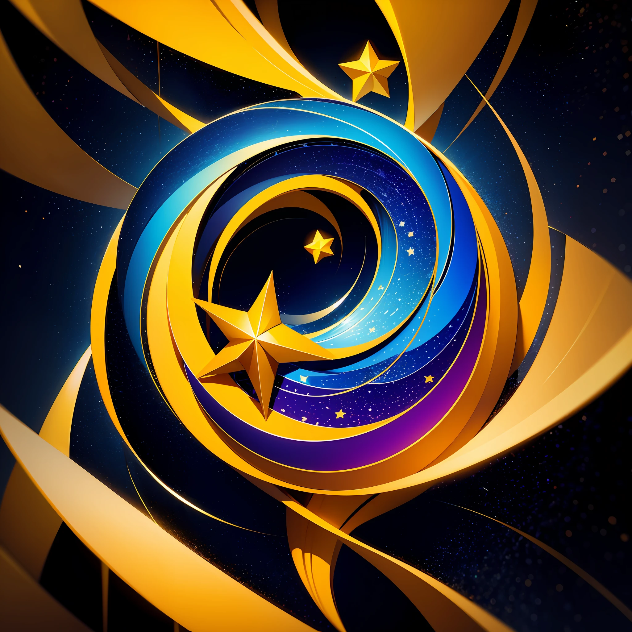 logotype, ((star)), ((magic)), abstract, fractal, pattern, yellow, creative, artstation, vector, golden ratio