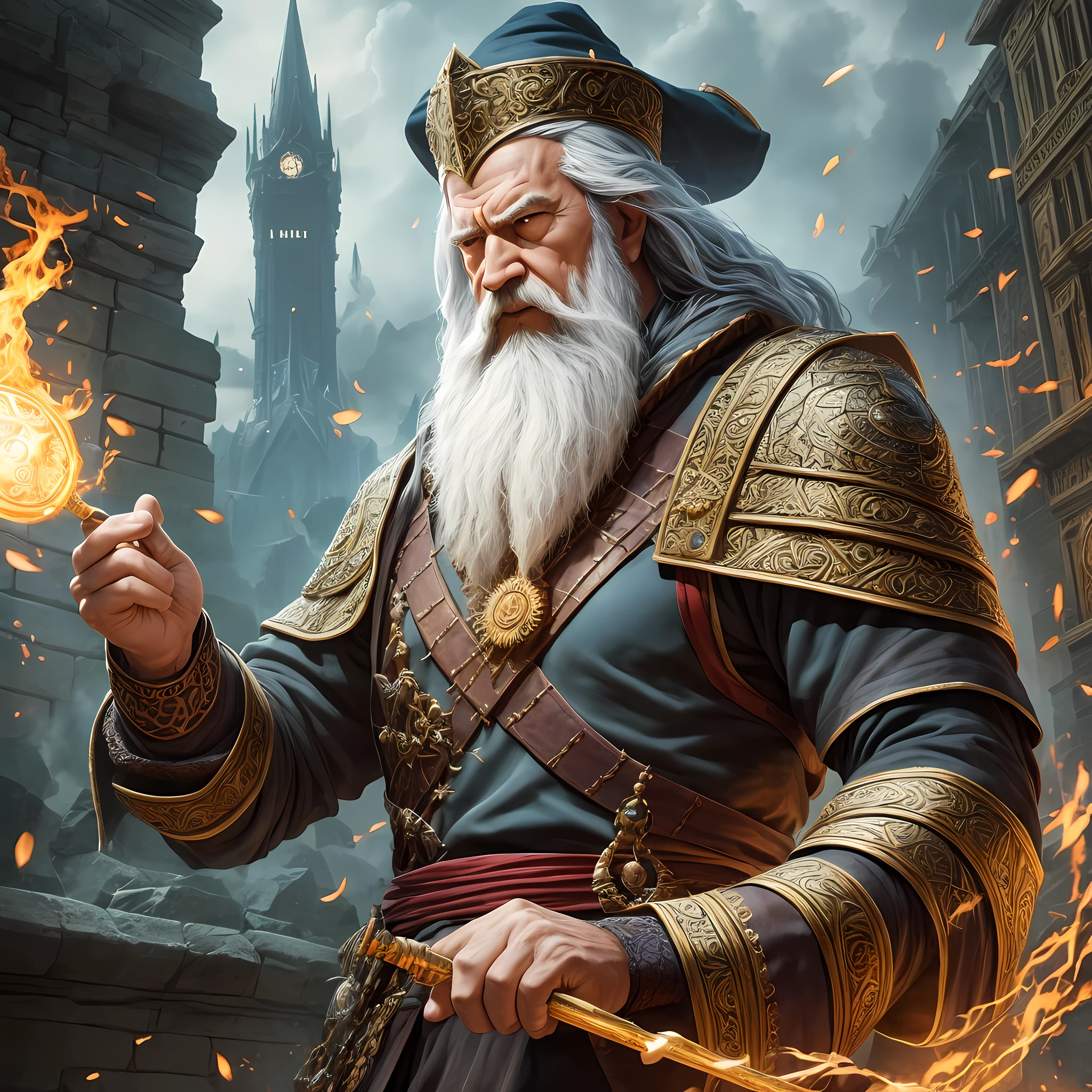 Create a photorealistic image of a warlord wizard casting a spell. Utilize state-of-the-art techniques, including HDR, CGI, VFX, and insane levels of detail to create an ultra-sharp and ultra-realistic image. Use Unreal 5 and Octane Render to bring the scene to life, with a focus on creating an intricate masterpiece that showcases the wizard's power and magical prowess.