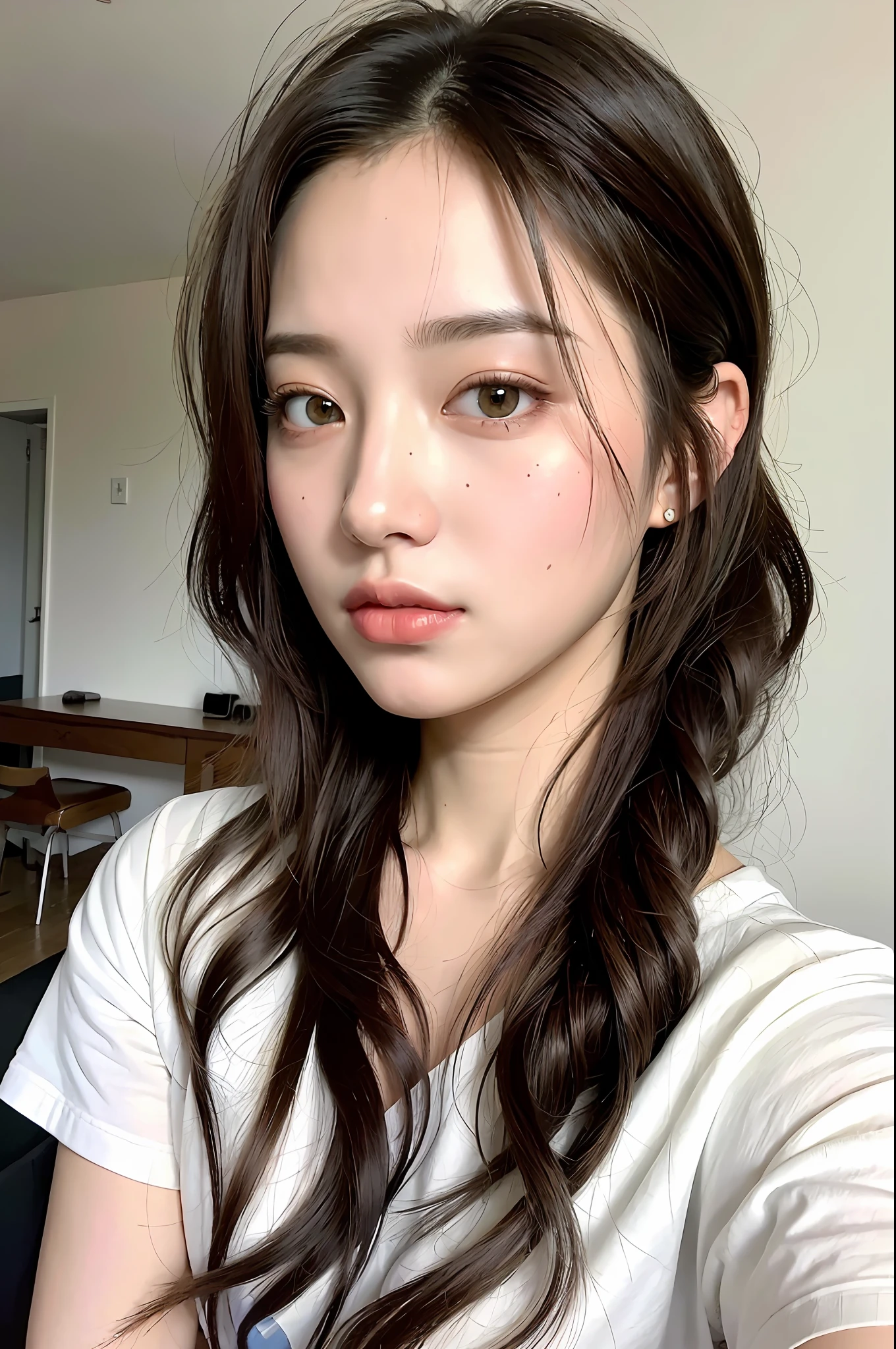 ((Best quality, 8k, Masterpiece :1.3)), 1girl,(random hairstyles), Casual outfit :1.2, Indoor, Ultra-detailed face, Detailed eyes, Double eyelid