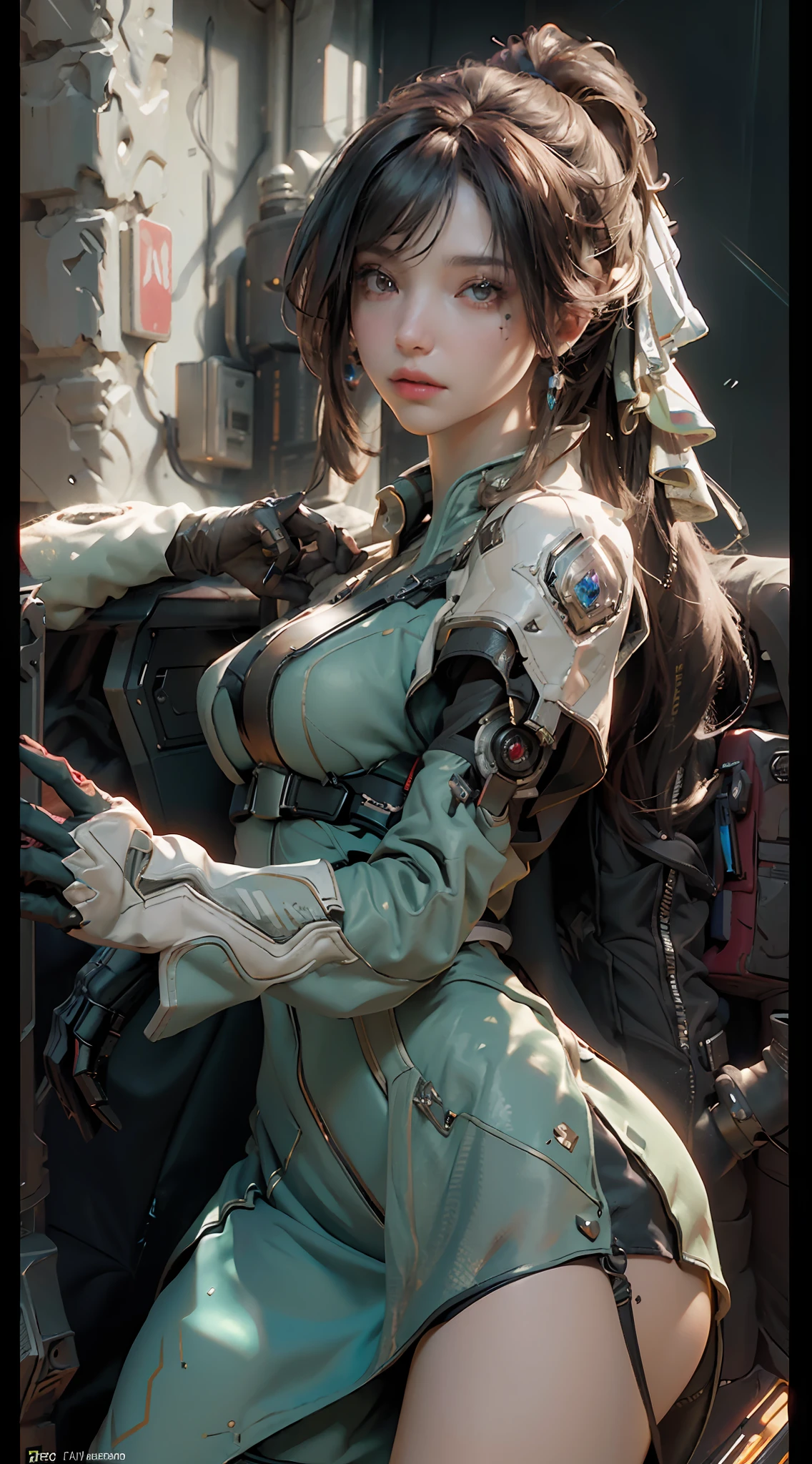 ((Best quality)), ((masterpiece)), (detailed:1.4), 3D, an image of a beautiful cyberpunk female,HDR (High Dynamic Range),Ray Tracing,NVIDIA RTX,Super-Resolution,Unreal 5,Subsurface scattering,PBR Texturing,Post-processing,Anisotropic Filtering,Depth-of-field,Maximum clarity and sharpness,Multi-layered textures,Albedo and Specular maps,Surface shading,Accurate simulation of light-material interaction,Perfect proportions,Octane Render,Two-tone lighting,Wide aperture,Low ISO,White balance,Rule of thirds,8K RAW,