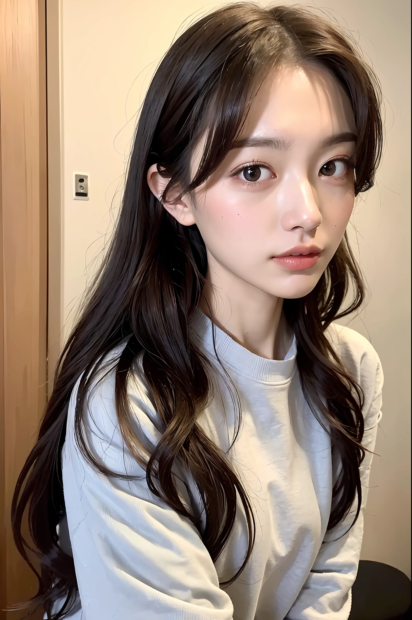 ((Best quality, 8k, Masterpiece :1.3)), 1girl,(random hairstyles), Casual outfit :1.2, Indoor, Ultra-detailed face, Detailed eyes, Double eyelid