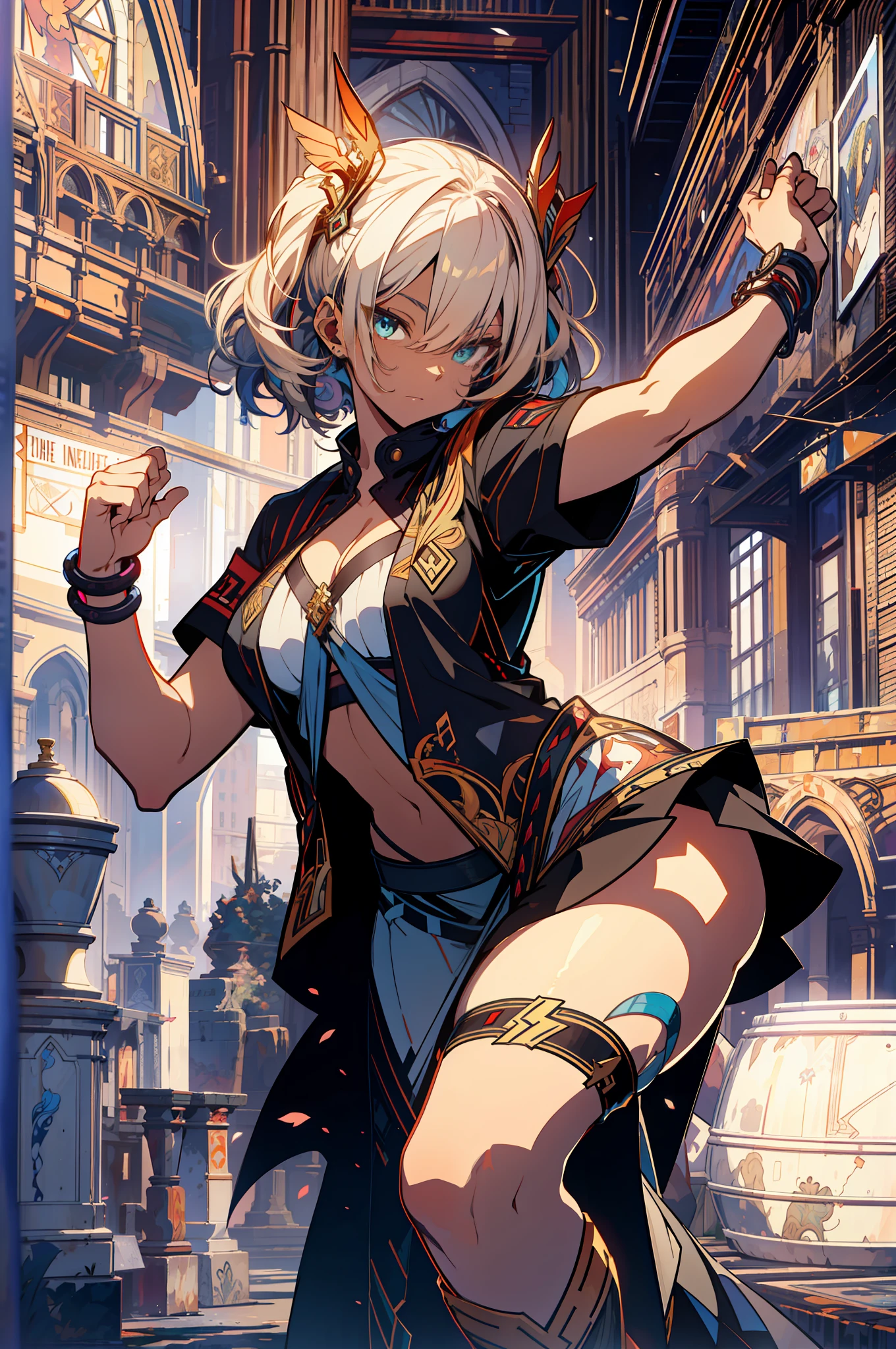 ::Kennedy and Daniel Sampere::2.0 Anime Gacha illustration style, tatoon style, comic book style, , beautiful woman with ultra detailed long hair and in various full-body attack poses, (beautiful and clear background: 1.2),, fantastic paintings, graffiti style, flowers, highly detailed eyes, a t-shirt or dress with a white blouse underneath, with both fists in fighting position, and bracelets, fighting an enemy, with long black hair, stained glass color, outside, vibrant, alphonse mucha style, fantastic paintings by Joe Madureira, high quality, art, ashley graham Beautiful woman with long red hair, freedom, soul, digital illustration, comic style, perfect anatomy, centered, approaching perfection, dynamic, highly detailed, watercolor painting, artstation, concept art, smooth, s (masterpiece, extremely_detailed_CG, 8k_wallpaper:1.2), black serafuku, dark-skinned female, white hair, sailor's collar, midriff, abs, _A_and_B, has blonde twintails and blue eyes, {masterpiece}, {extremely detailed}, Bgirl has short black hair and red eyes