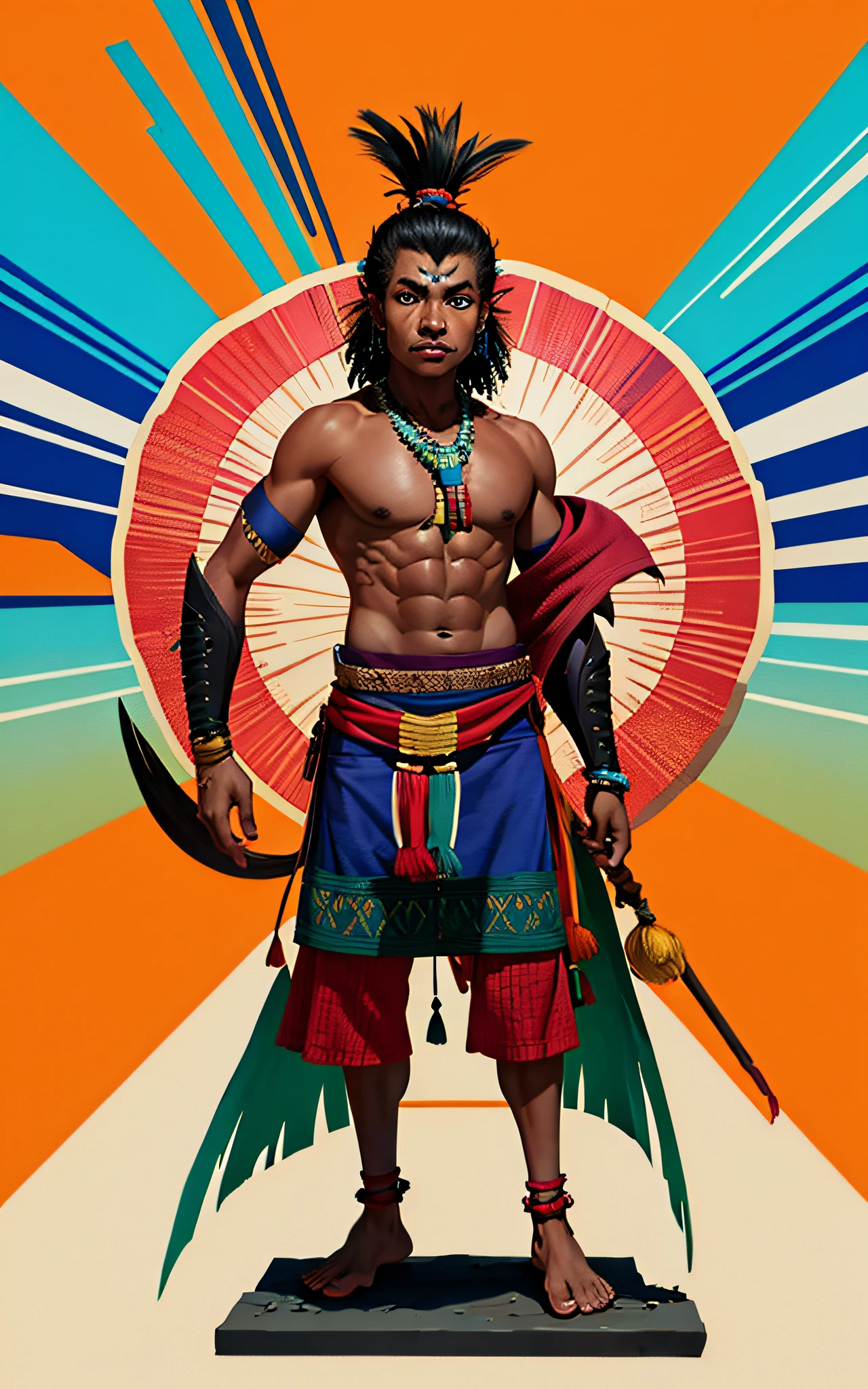 a tribal man, full figure character design