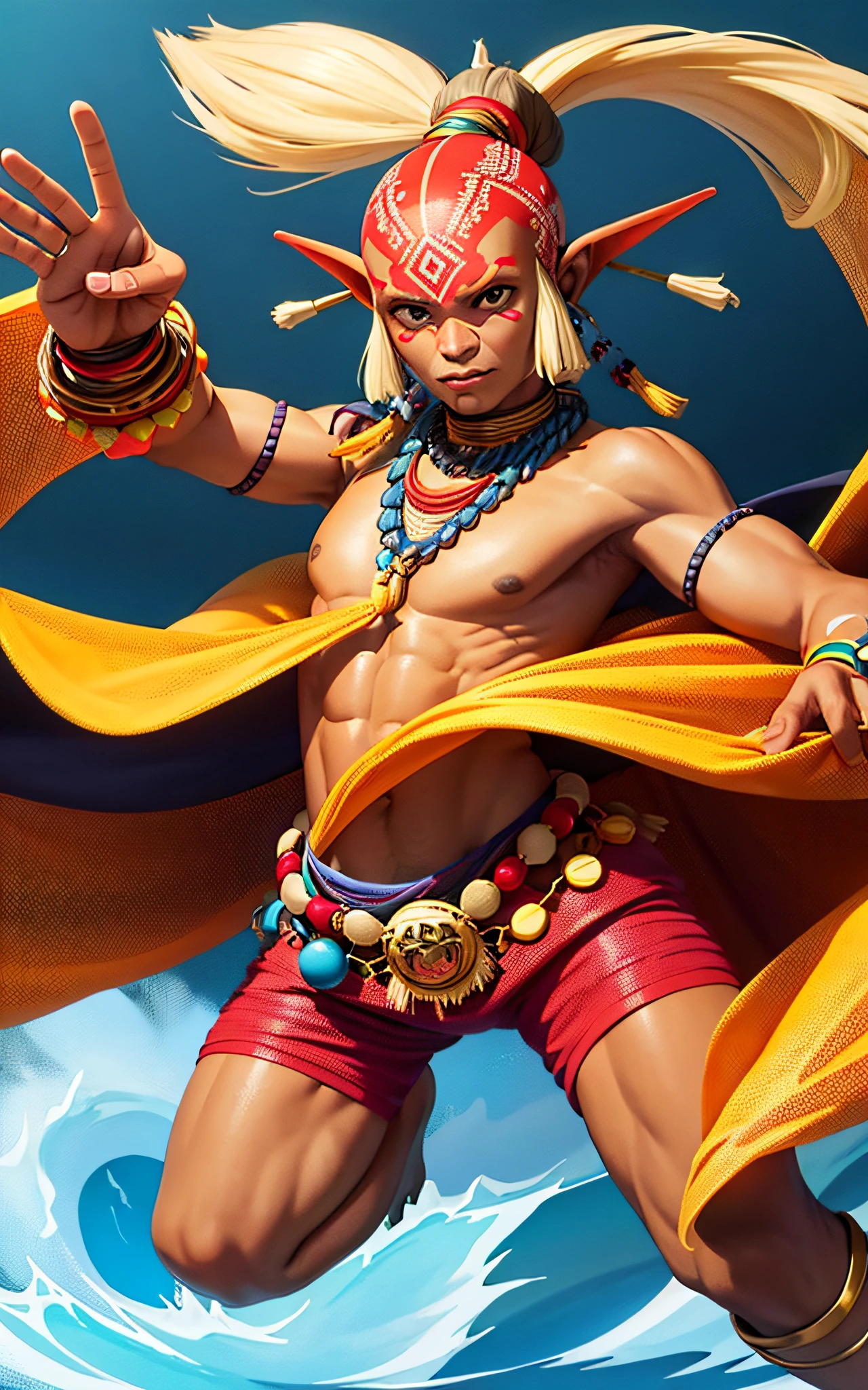 a tribal man, full figure character design