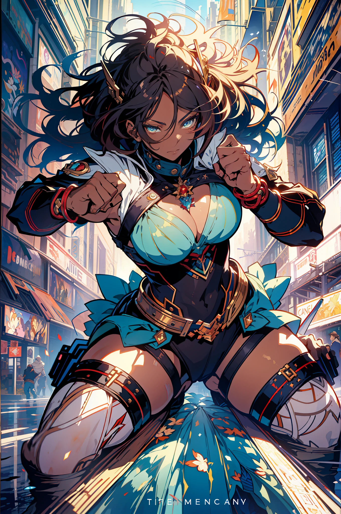 ::Kennedy and Daniel Sampere::2.0 Anime man illustration style, tatoon style, comic book style, , ultra detailed and in various full-body attack poses, (beautiful and clear background: 1.2),, fantastic paintings, graffiti style, flowers, highly detailed eyes, with a blouse underneath, with both fists in fighting position, and bracelets, fighting an enemy, with black hair, stained glass, outside, vibrant, alphonse mucha style, fantastic paintings by Joe Madureira, high quality, art, Ashley Graham Beautiful man with long red hair, freedom, soul, digital illustration, comic style, perfect anatomy, centered, approaching perfection, dynamic, highly detailed, watercolor painting, artstation, concept art, smooth, s (masterpiece, extremely_detailed_CG, 8k_wallpaper:1.2), serafuku black, dark skinned, white hair, sailor's collar, midriff, abs, _A_and_B, has blonde twintails and blue eyes, {masterpiece}, {extremely detailed}, Bgirl has short black hair and red eyes
