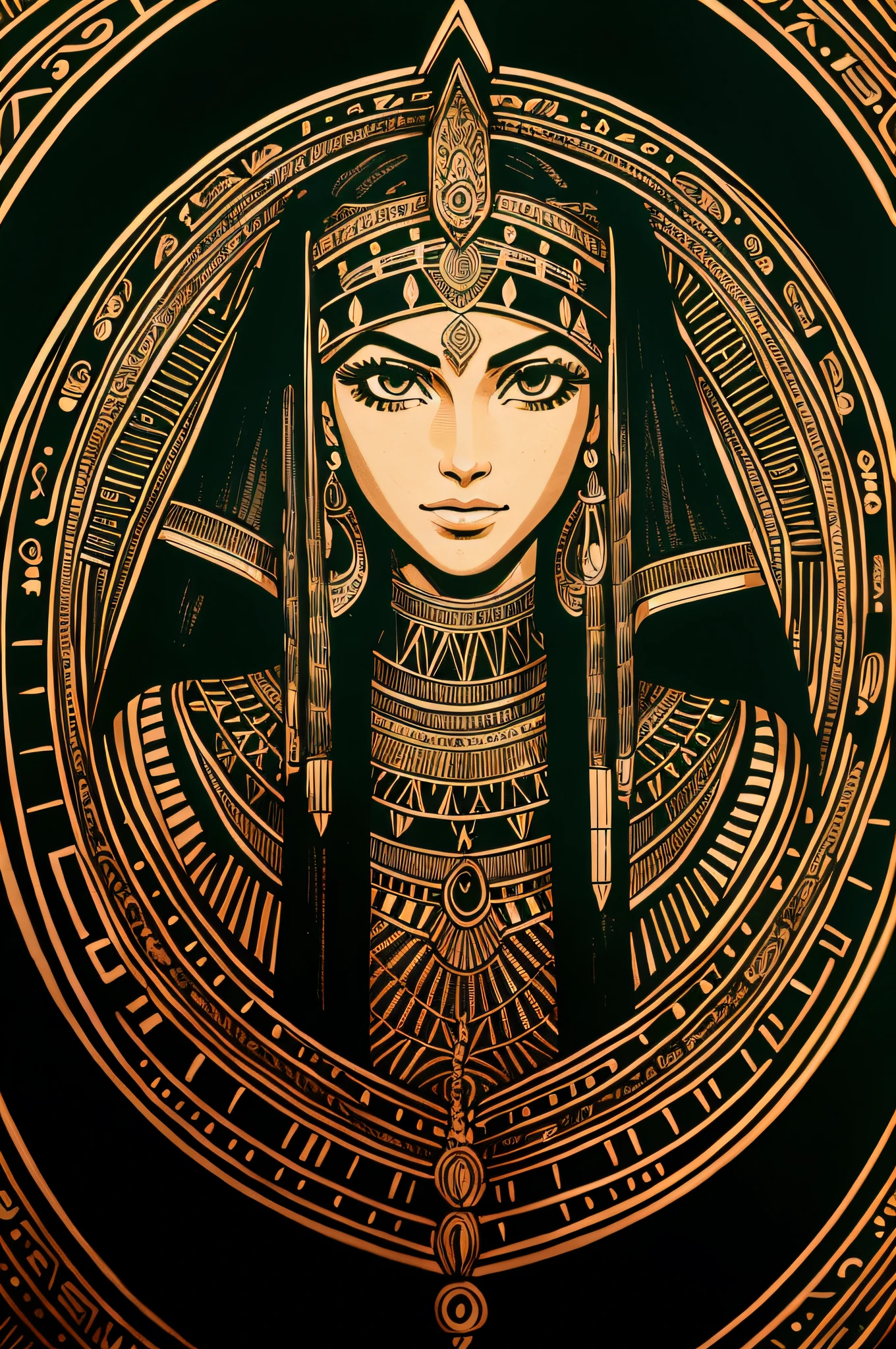1 adult Egyptian woman, green eyes, black hair flaps, portrait, solo, upper body, looking at viewer, detailed background, detailed face, OldEgyptAI, ancient egyptian theme, feral jungle warrior, pink tribal clothing, obsidian, defensive stance, stone knife, bushes, poisonous plants, rocks, humid climate, darkness, cinematic atmosphere,
dark chamber, dim light (zentangle, mandala, tangle, entangle), (golden and green tone:0.5)
(35mmstyle:1.1), front, masterpiece, 1970s film, , cinematic lighting, photorealistic, high frequency details, 35mm film, (film grain), film noise,